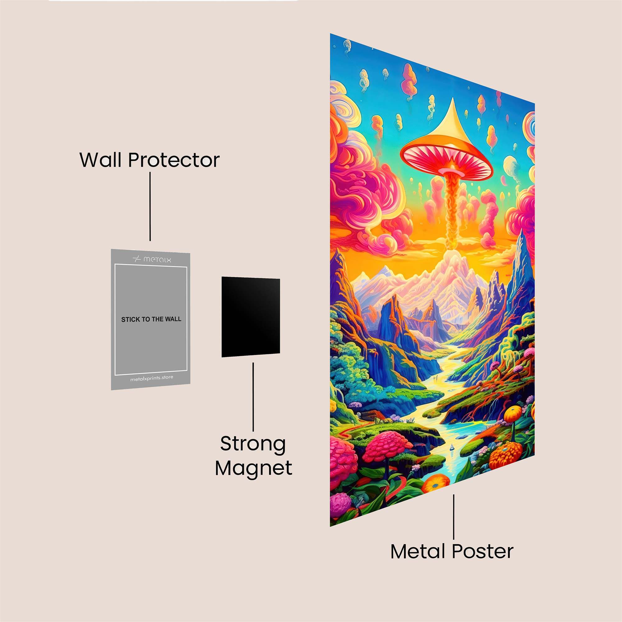 Mushroom Rapture Safe Wall Magnetic / M