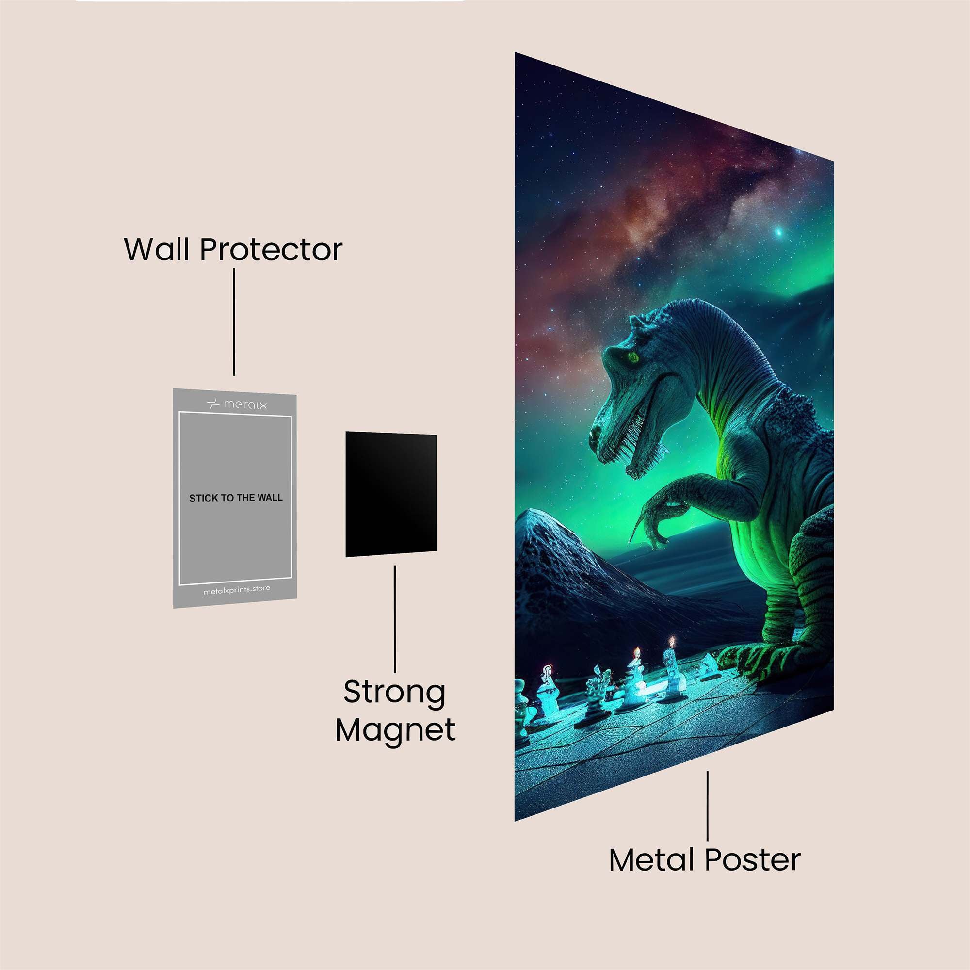 Dinosaur Contemplation Safe Wall Magnetic / M