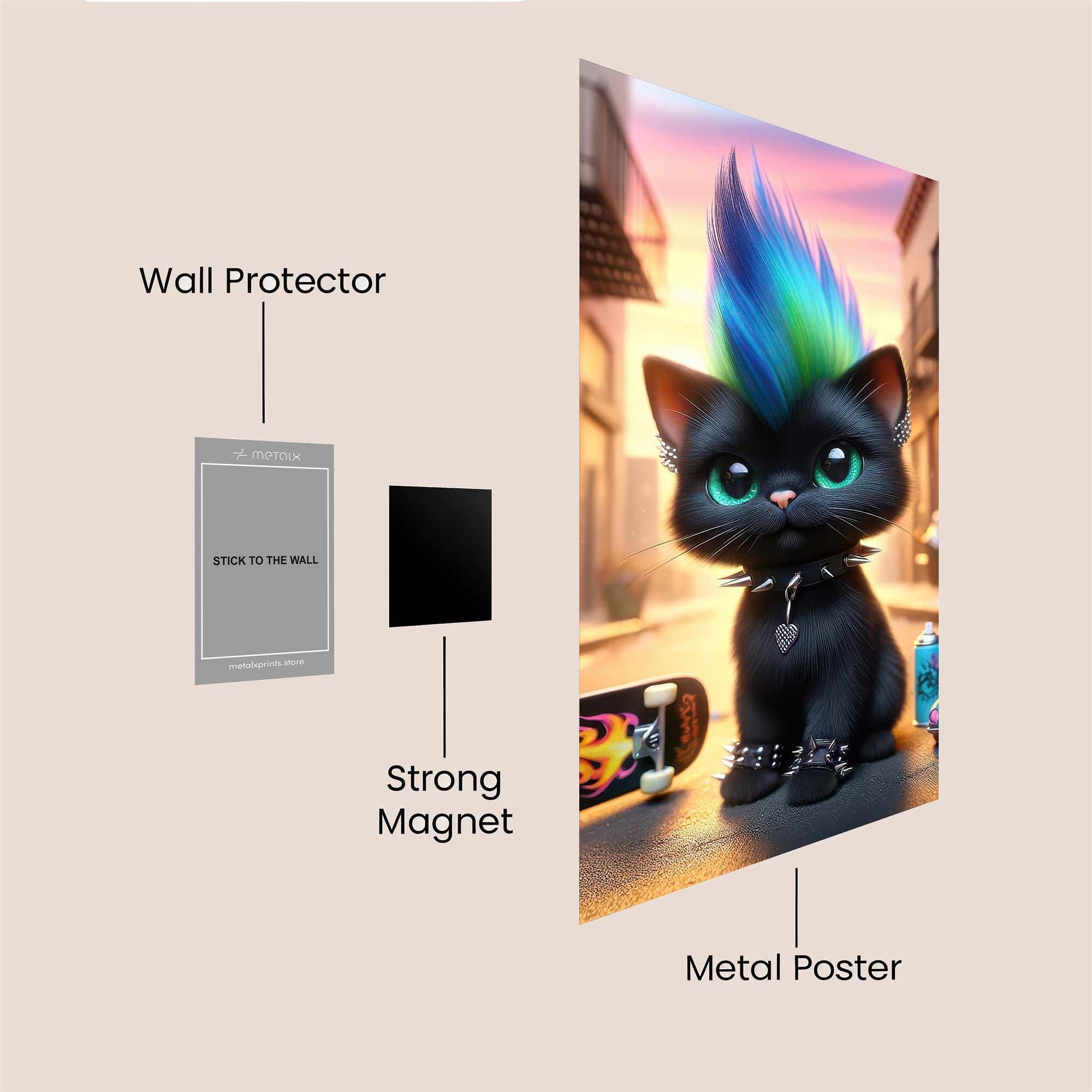 Punk Kitten Safe Wall Magnetic / M