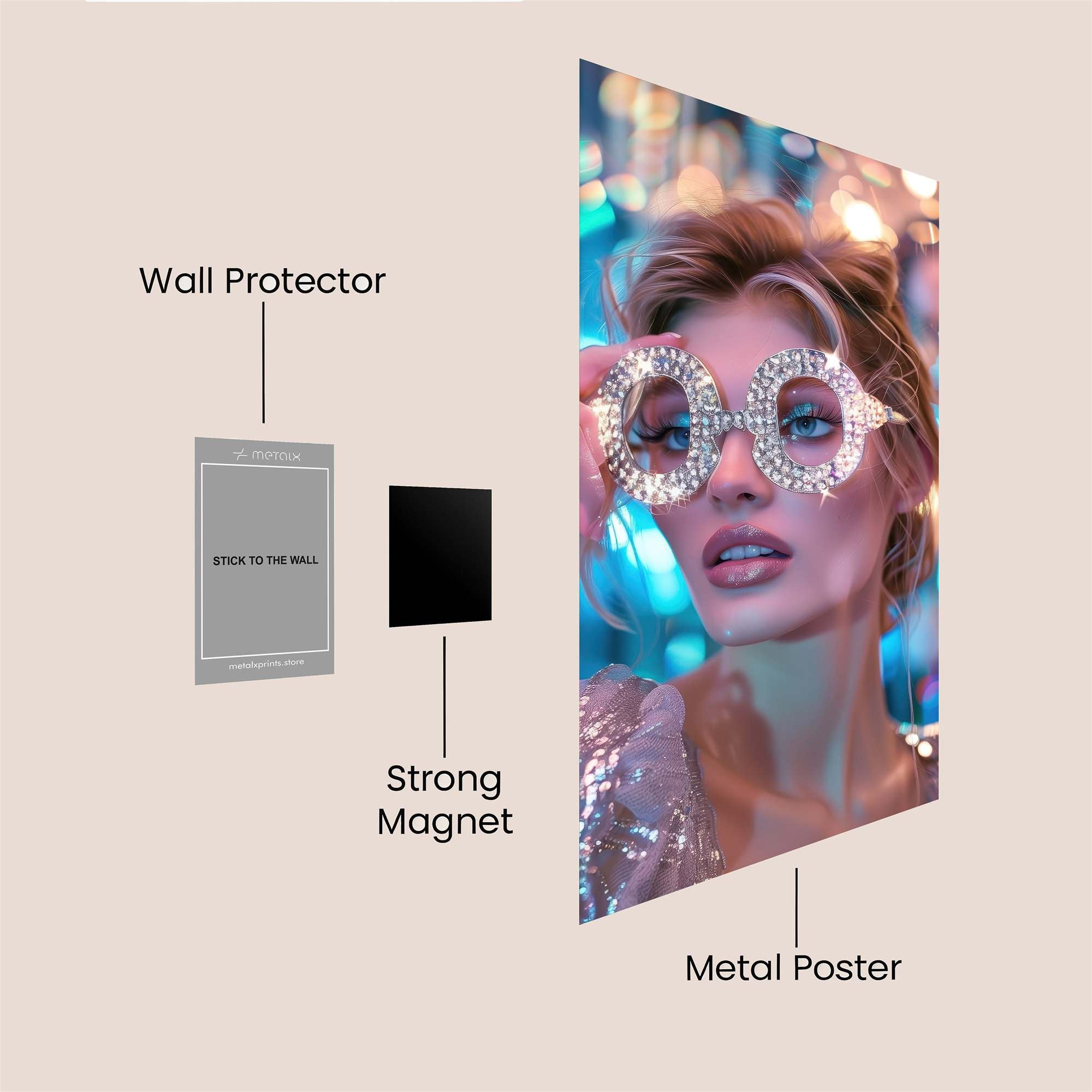 Glitter Glamour Safe Wall Magnetic / M