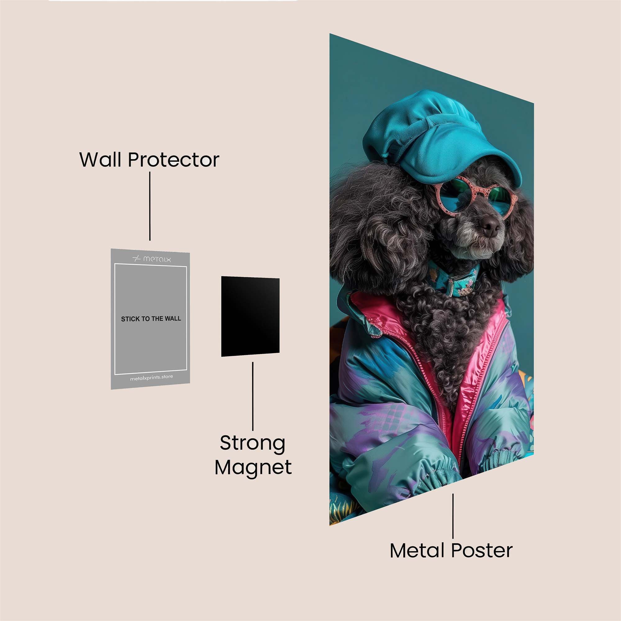 Poodle Party Safe Wall Magnetic / M
