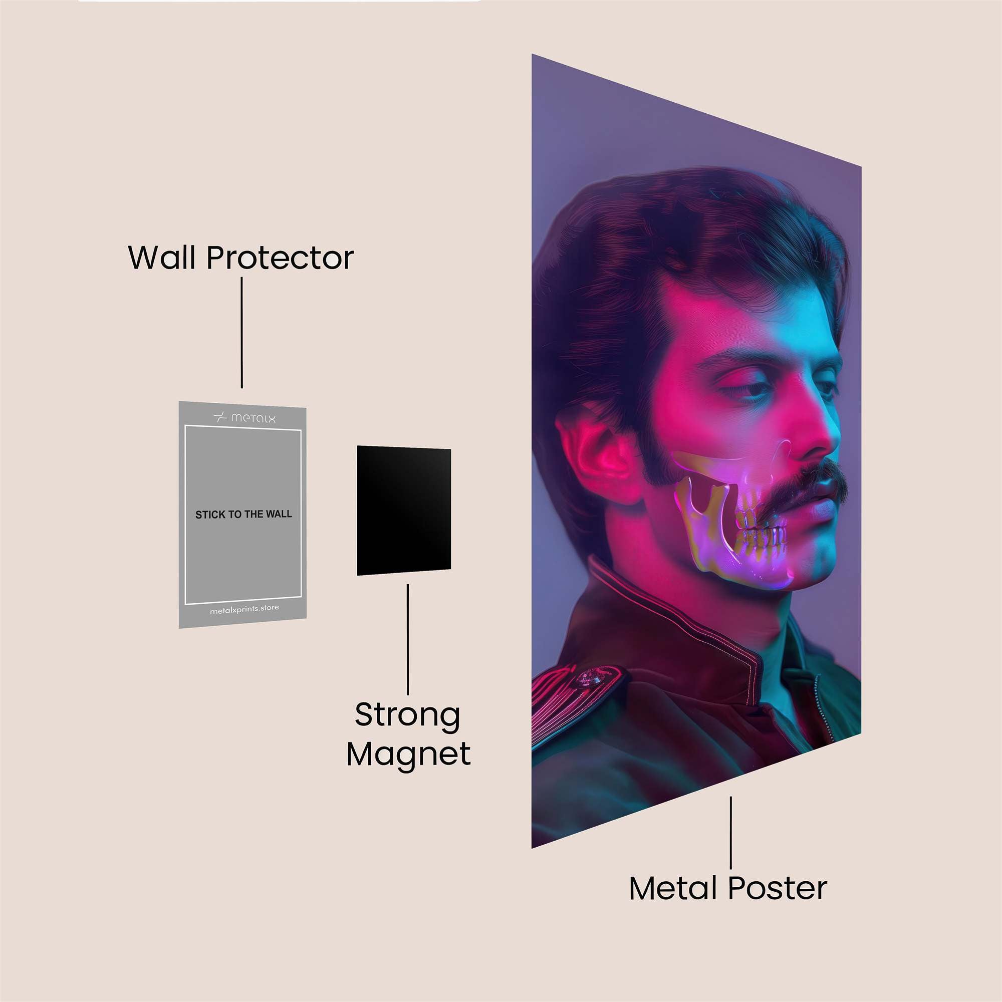 Mustache Mystery Safe Wall Magnetic / M