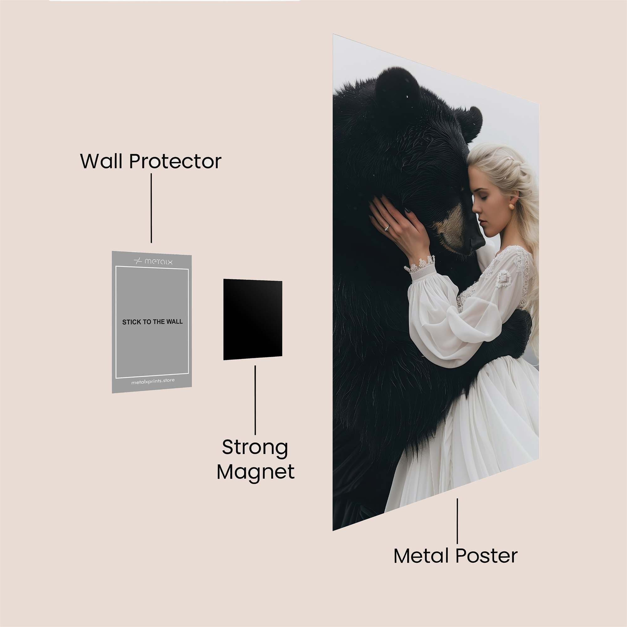 Bear Embrace Safe Wall Magnetic / M