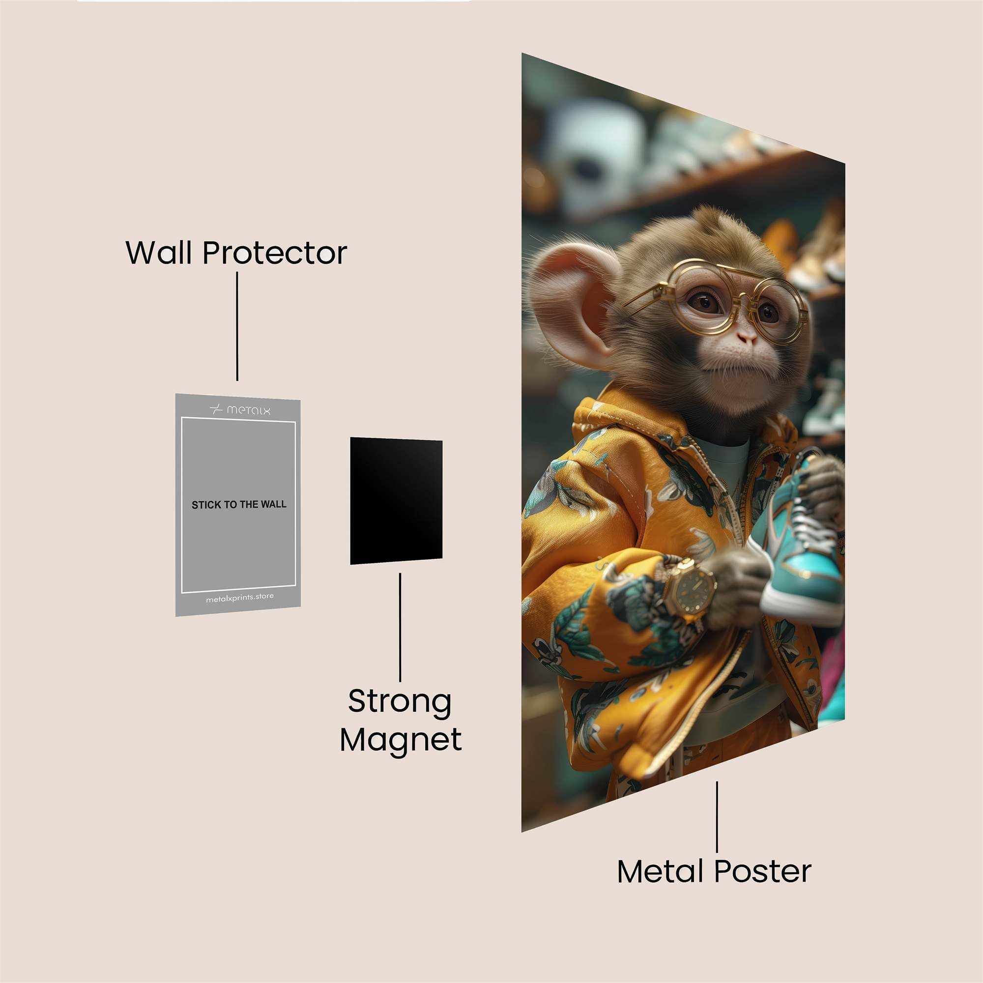Monkey Fashionista Safe Wall Magnetic / M