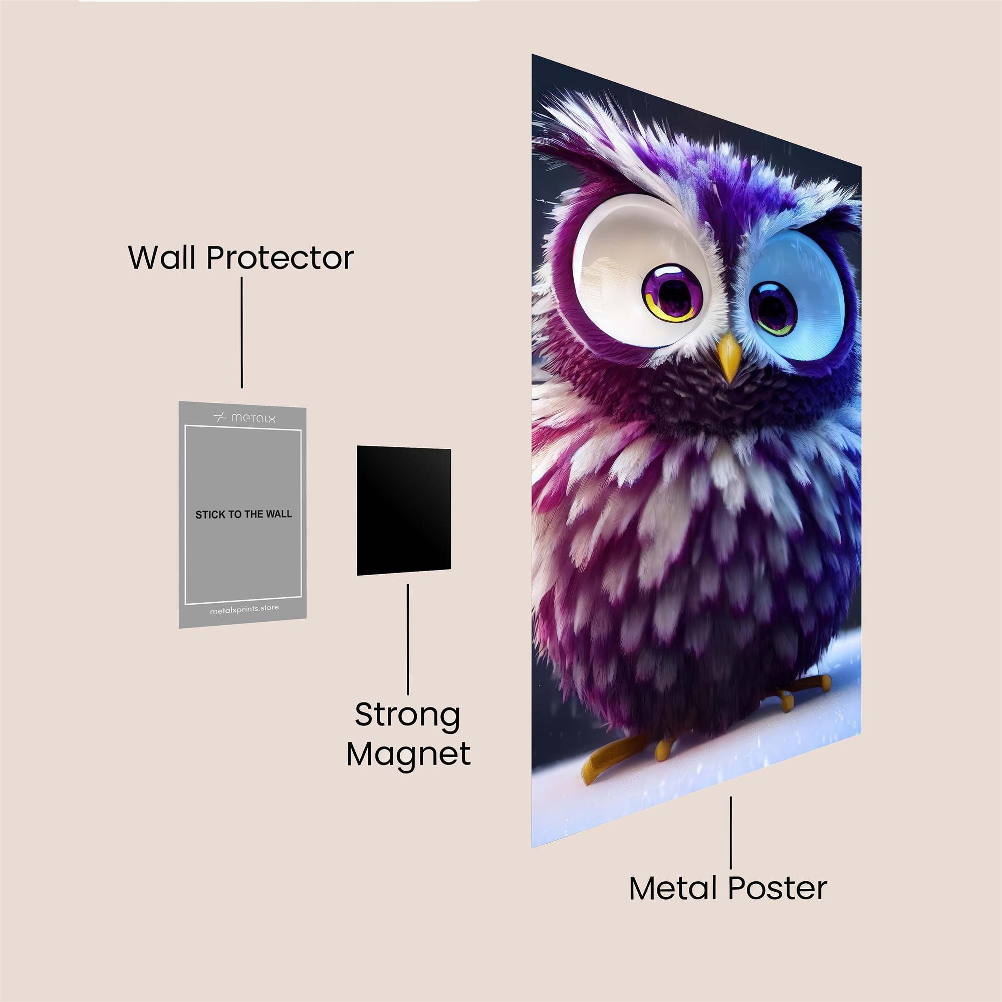 Owl Whimsy Safe Wall Magnetic / M