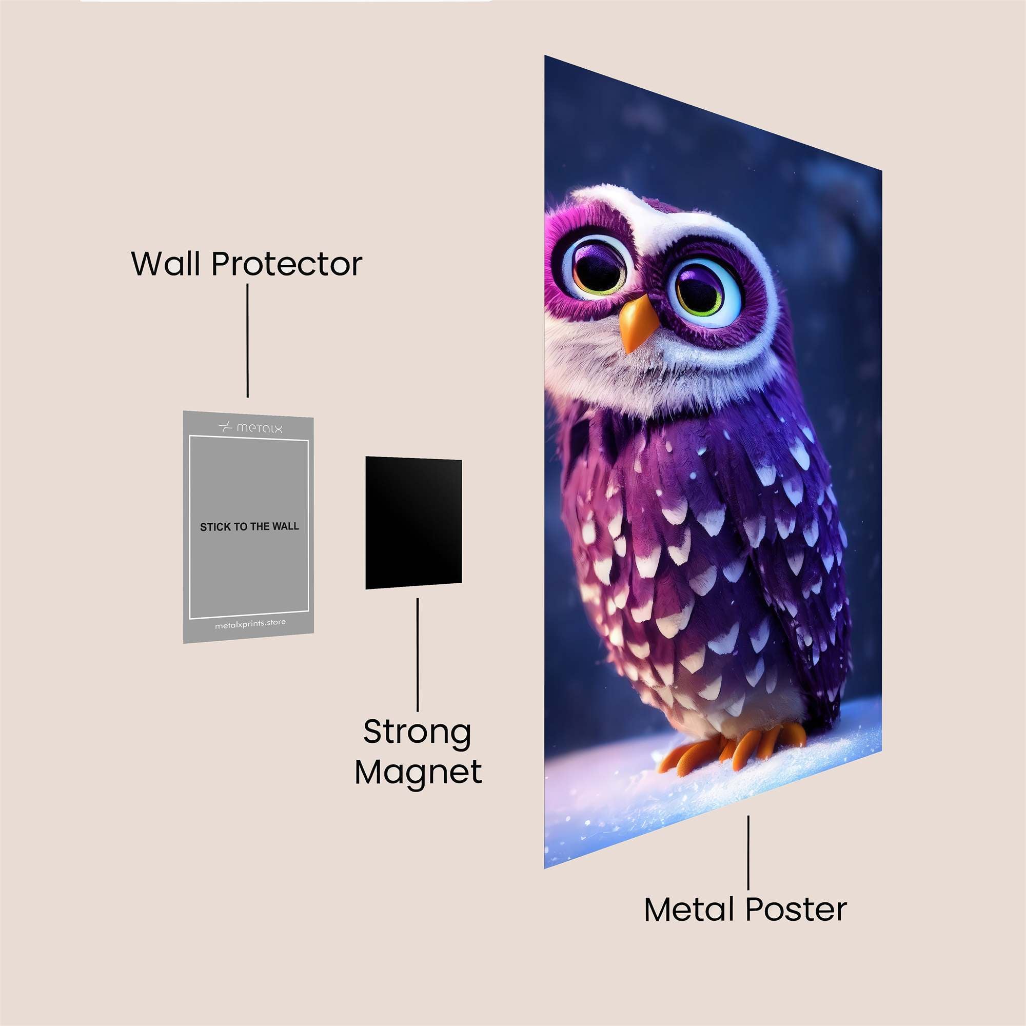 Owl Whimsy Safe Wall Magnetic / M