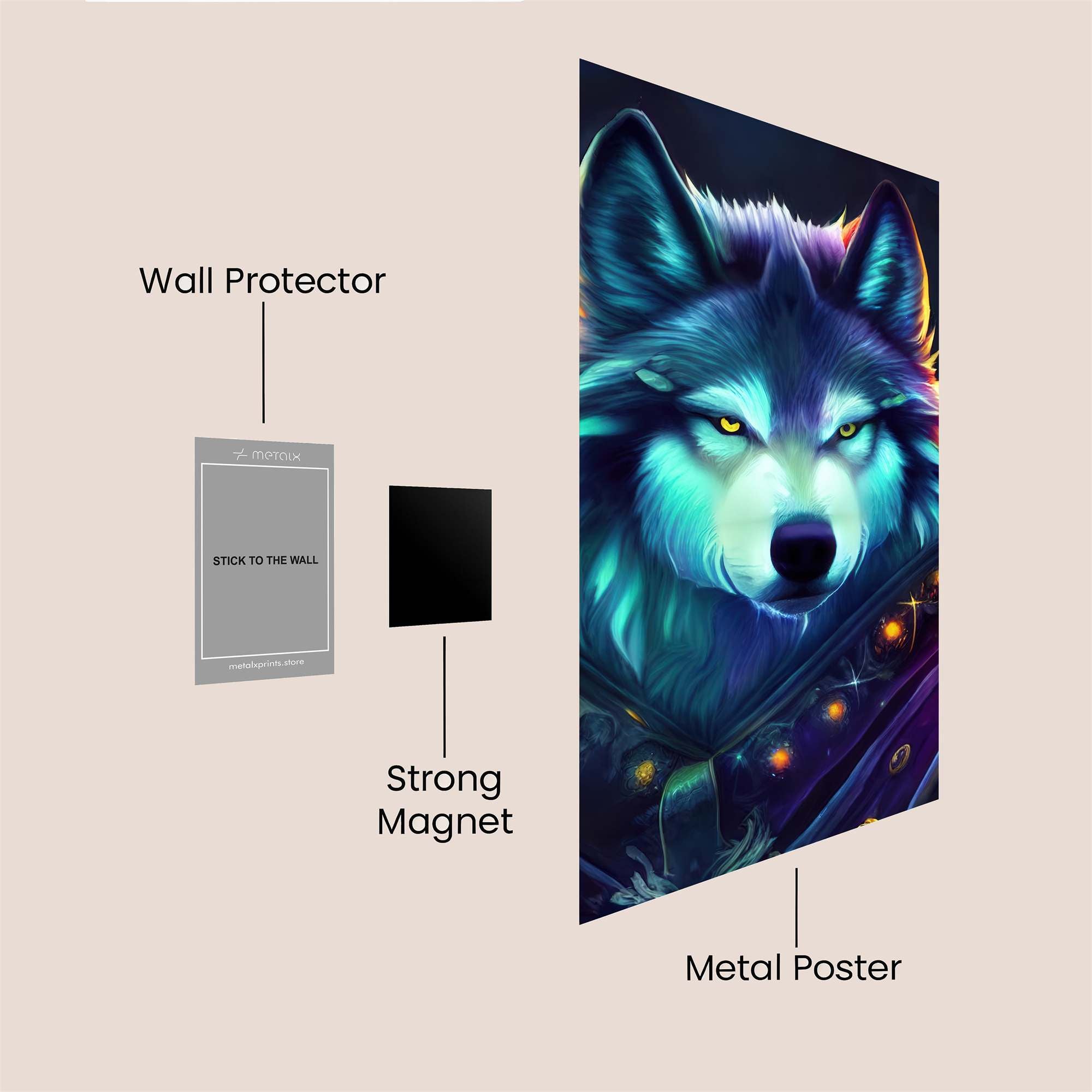 Mystic Wolf Safe Wall Magnetic / M