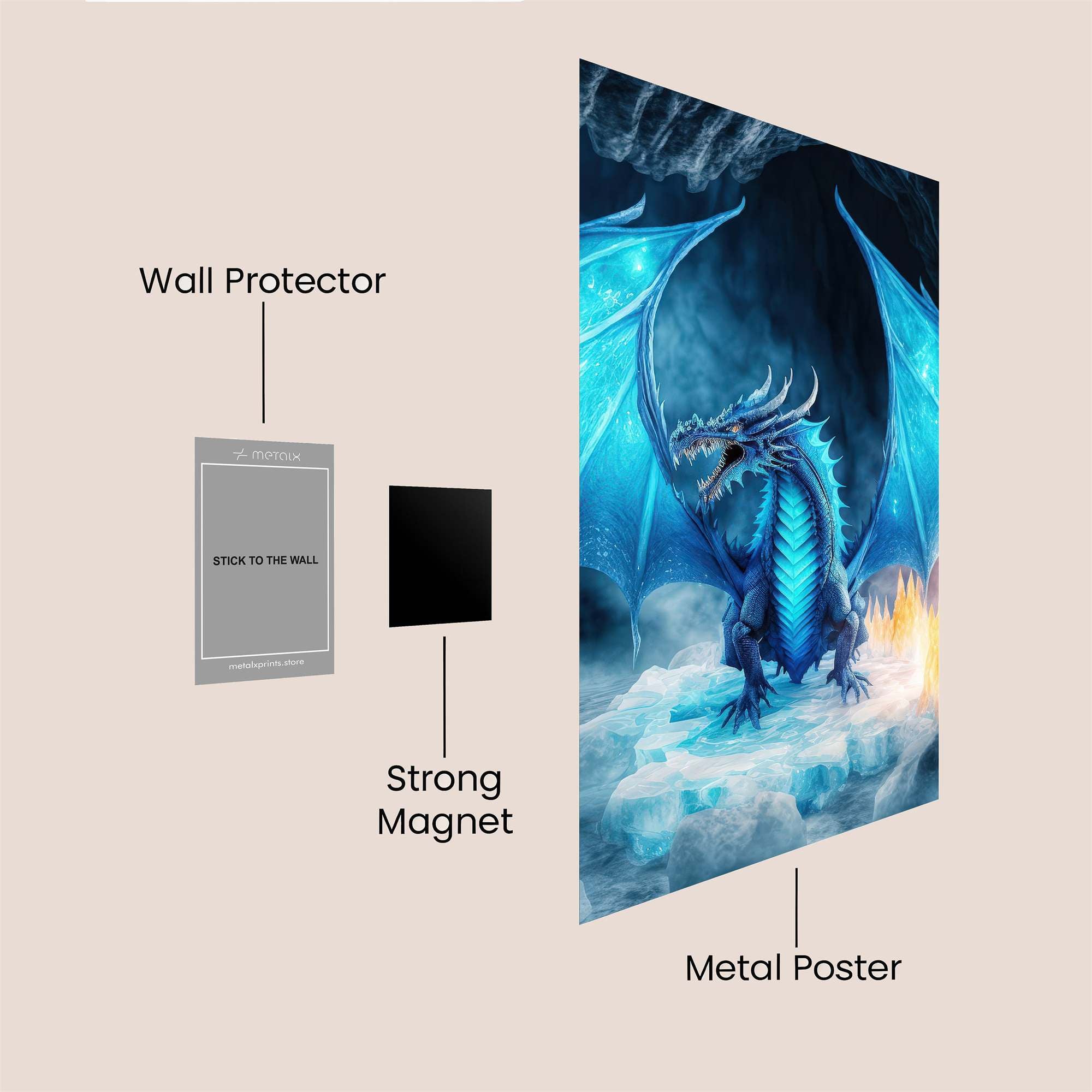 Frostfire Dragon Safe Wall Magnetic / M