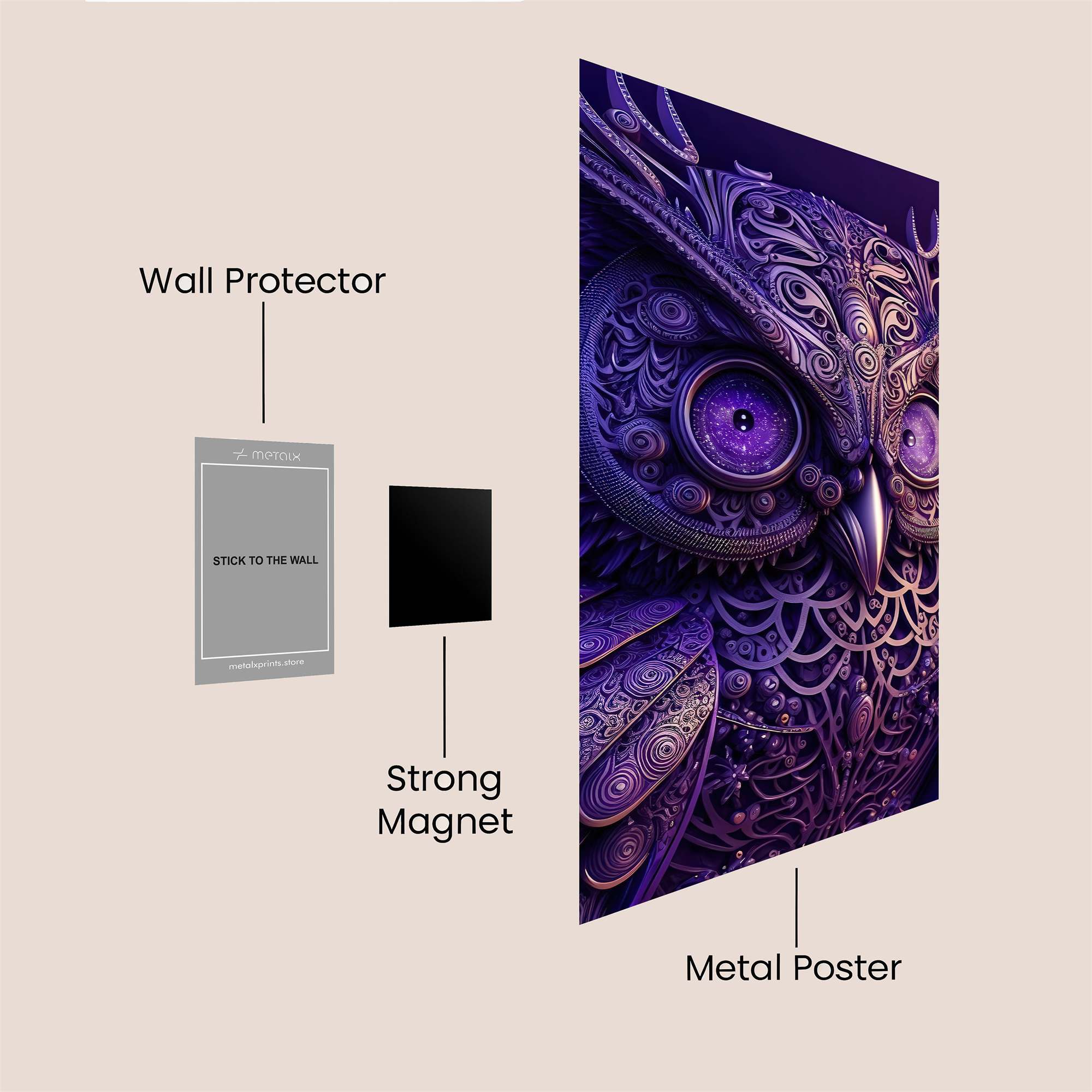 Ornate Owl Safe Wall Magnetic / M