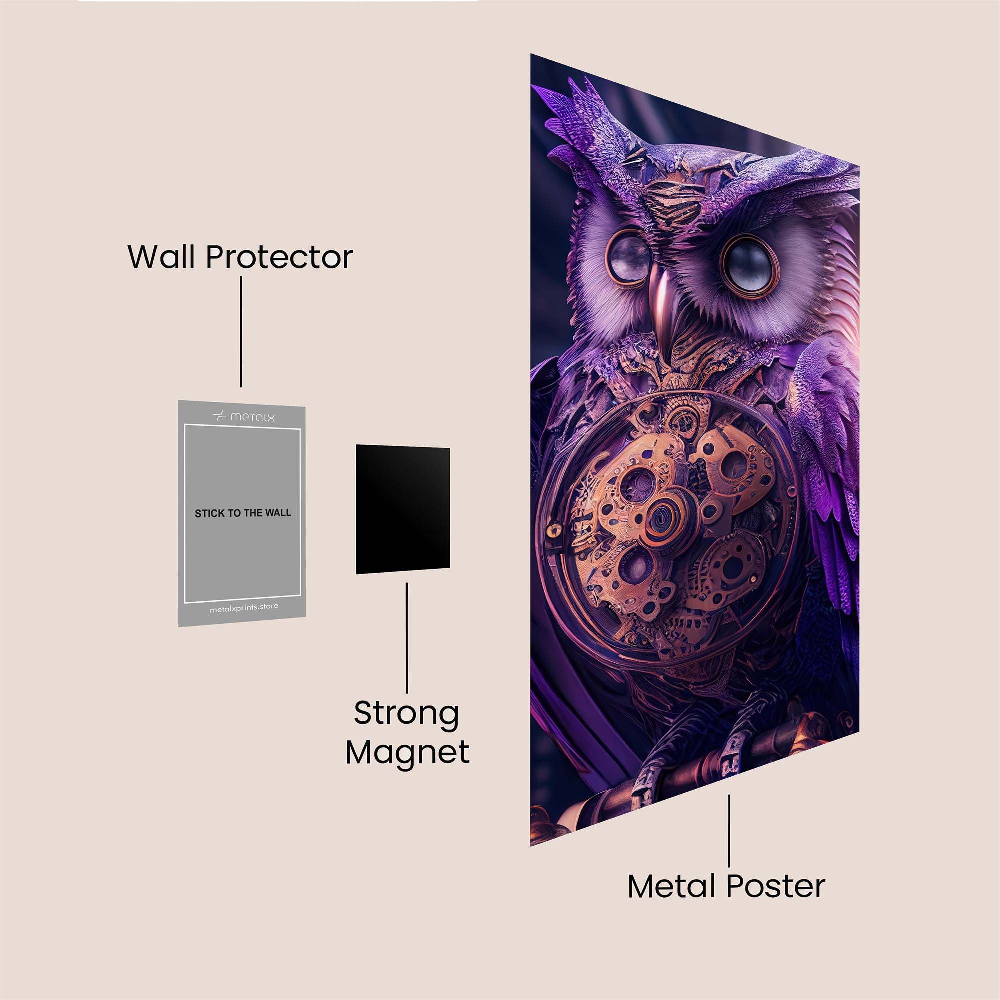 Owl Steampunk Safe Wall Magnetic / M