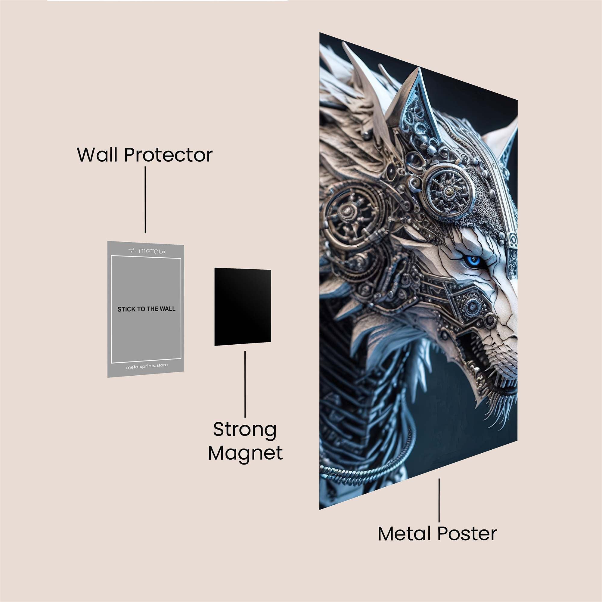 Cyberwolf Menace Safe Wall Magnetic / M