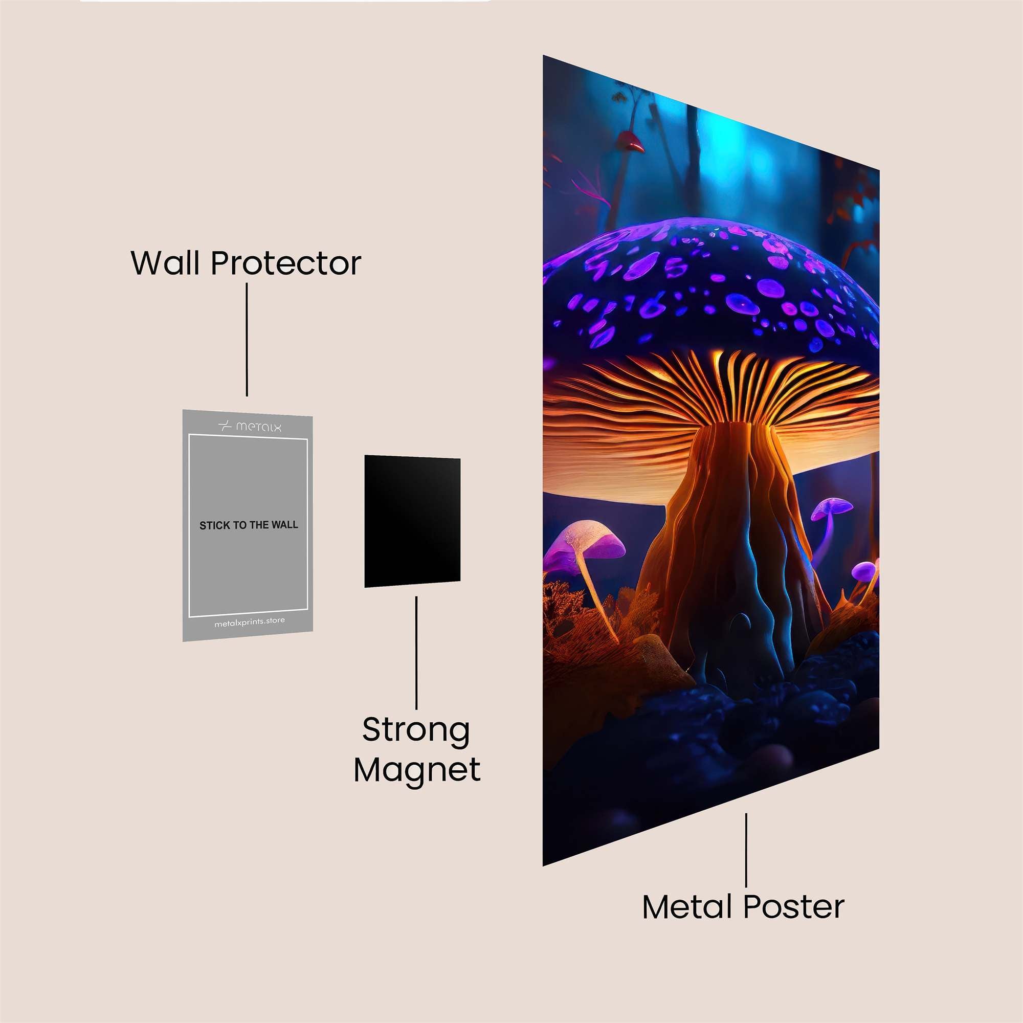 Mushroom Glow Safe Wall Magnetic / M
