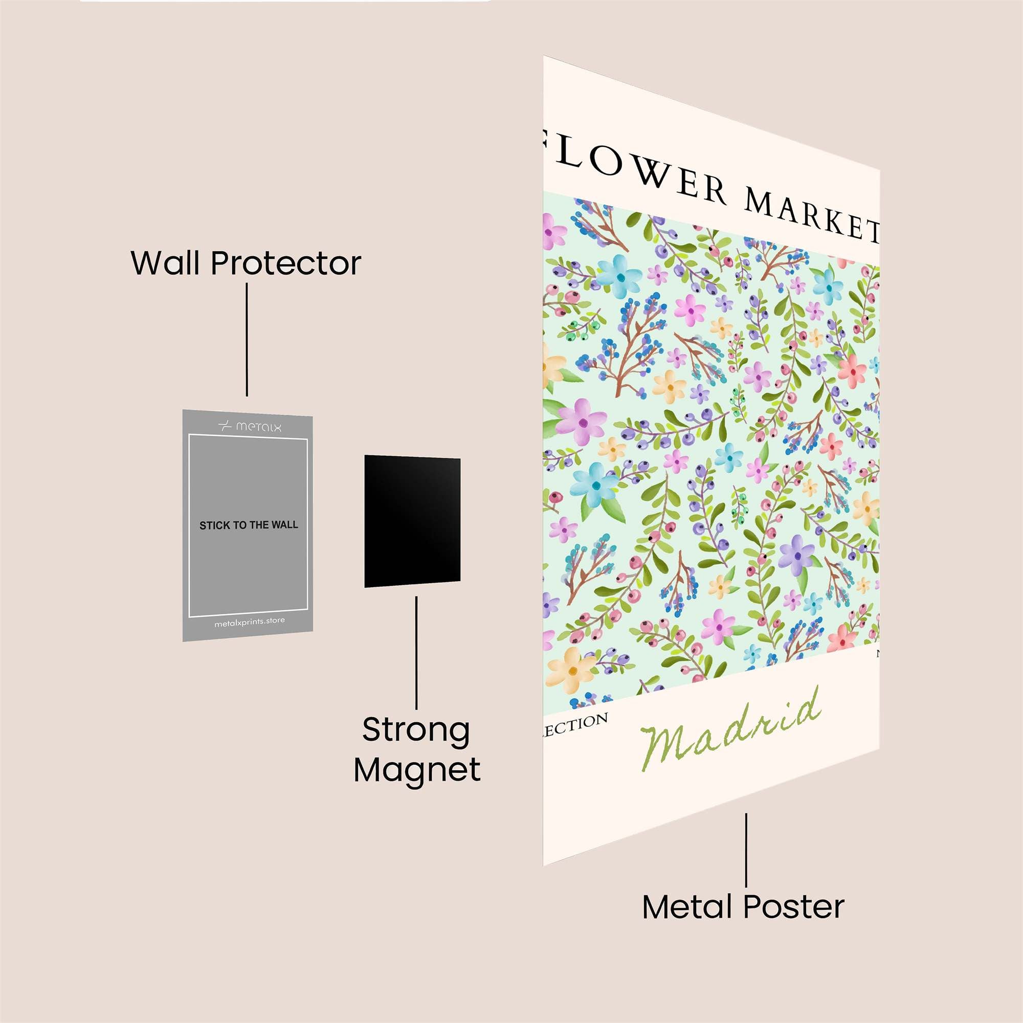 Floral Whimsy Safe Wall Magnetic / M