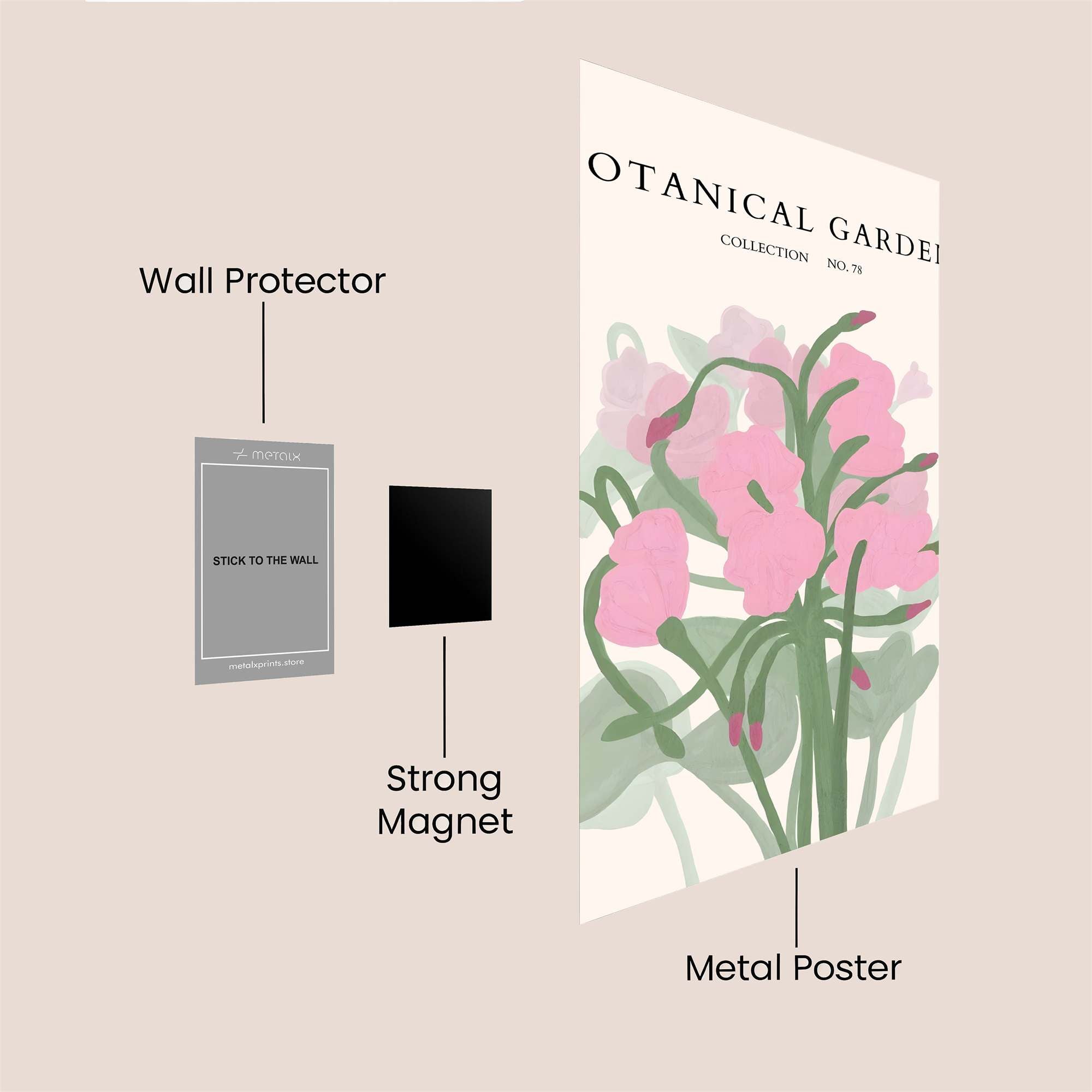 Floral Whimsy Safe Wall Magnetic / M
