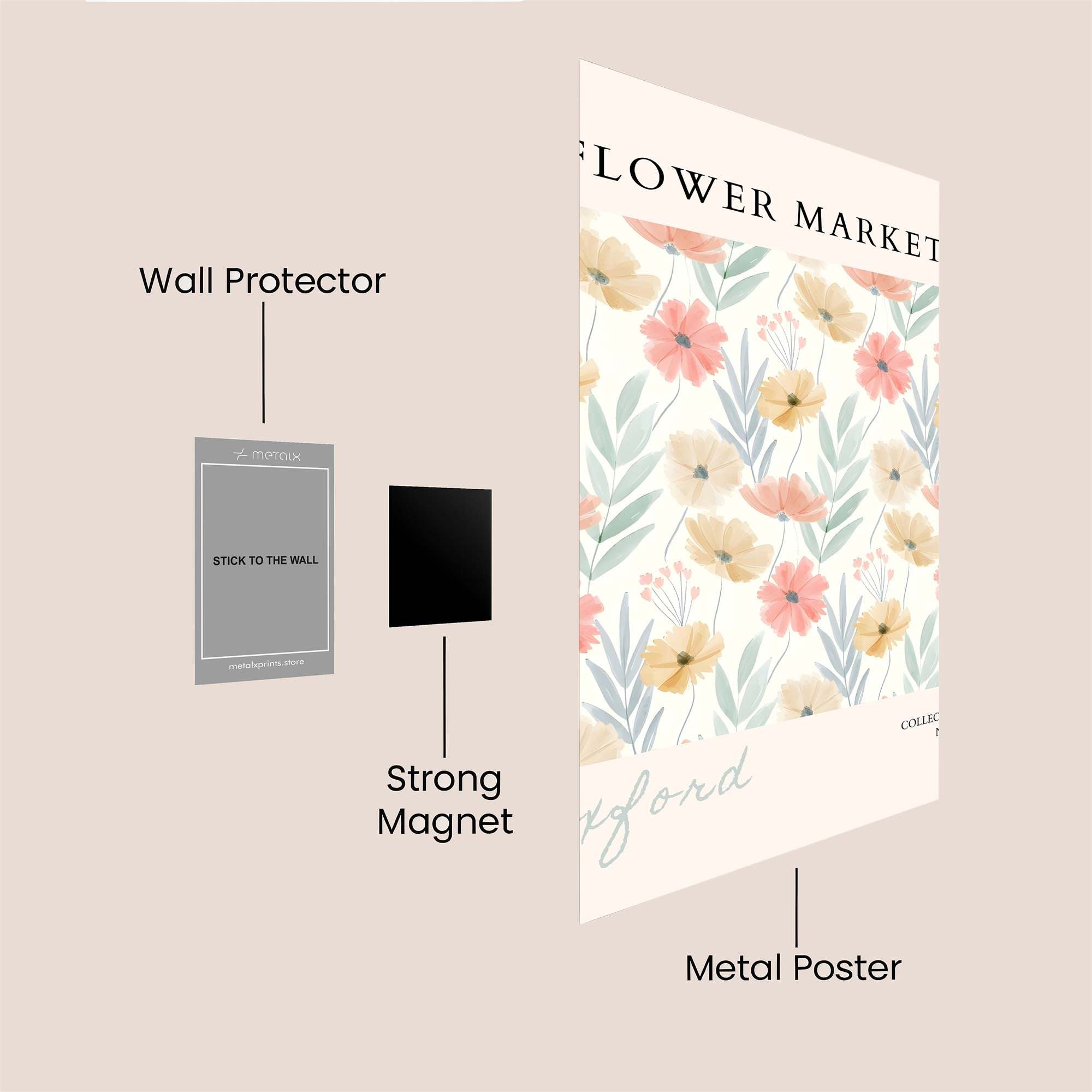Floral Whimsy Safe Wall Magnetic / M