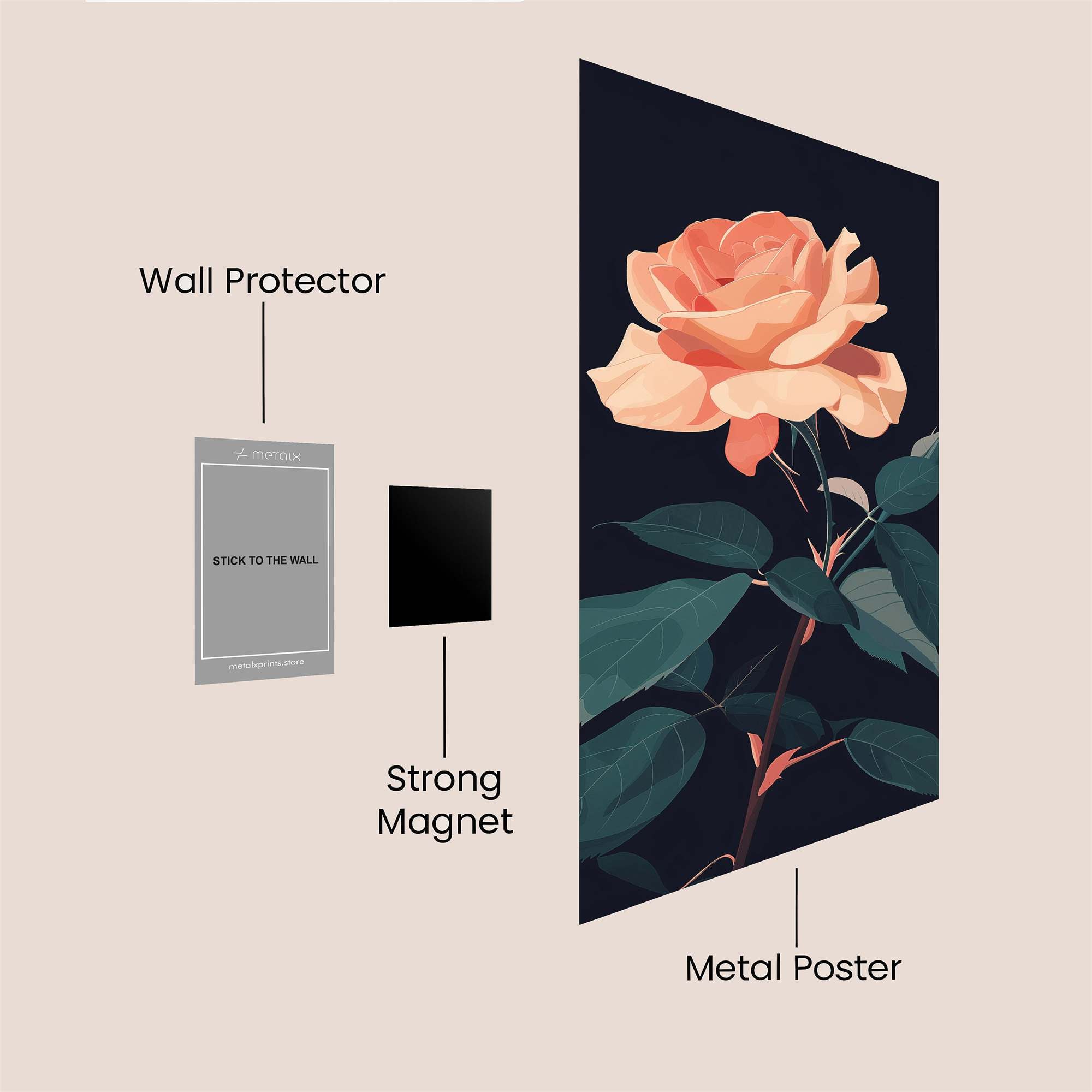 Rose Serenity Safe Wall Magnetic / M