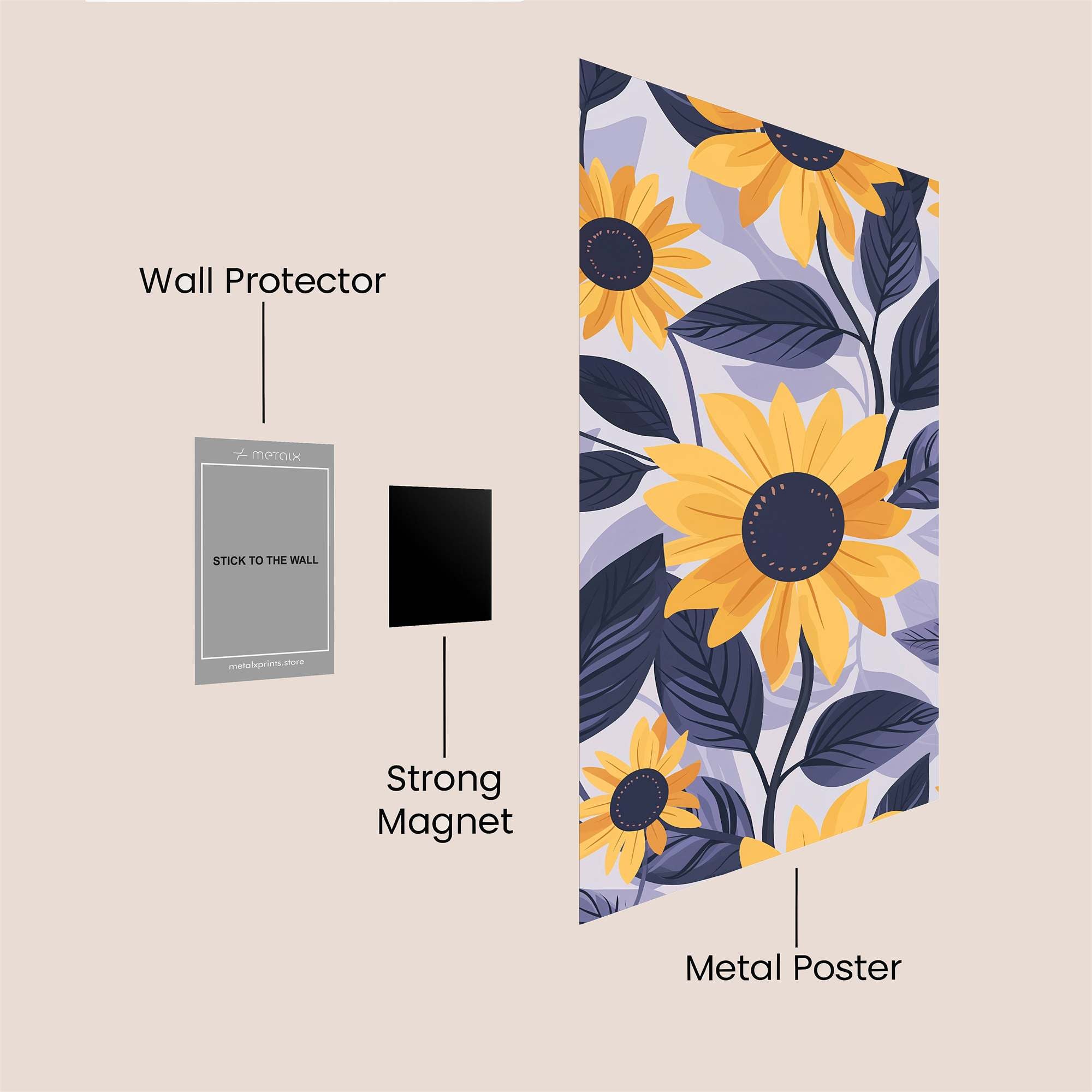 Sunflowers Serene Safe Wall Magnetic / M