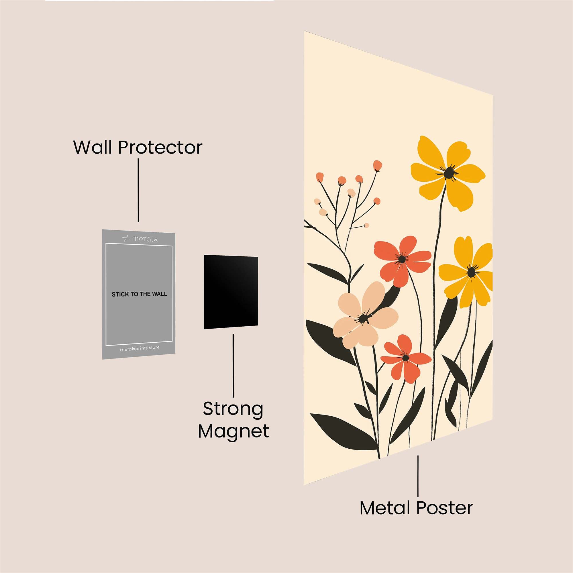 Floral Whimsy Safe Wall Magnetic / M