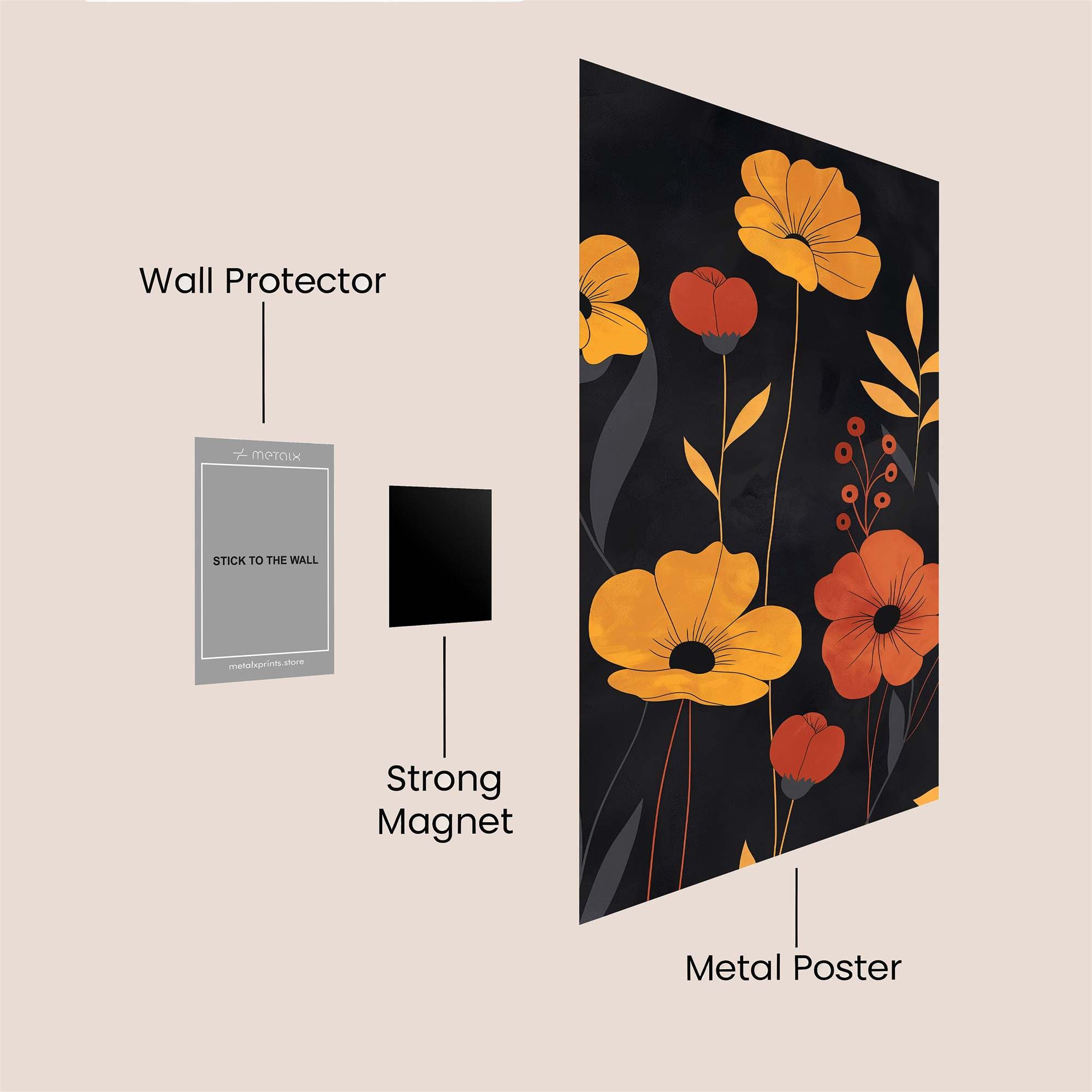 Poppy Whimsy Safe Wall Magnetic / M