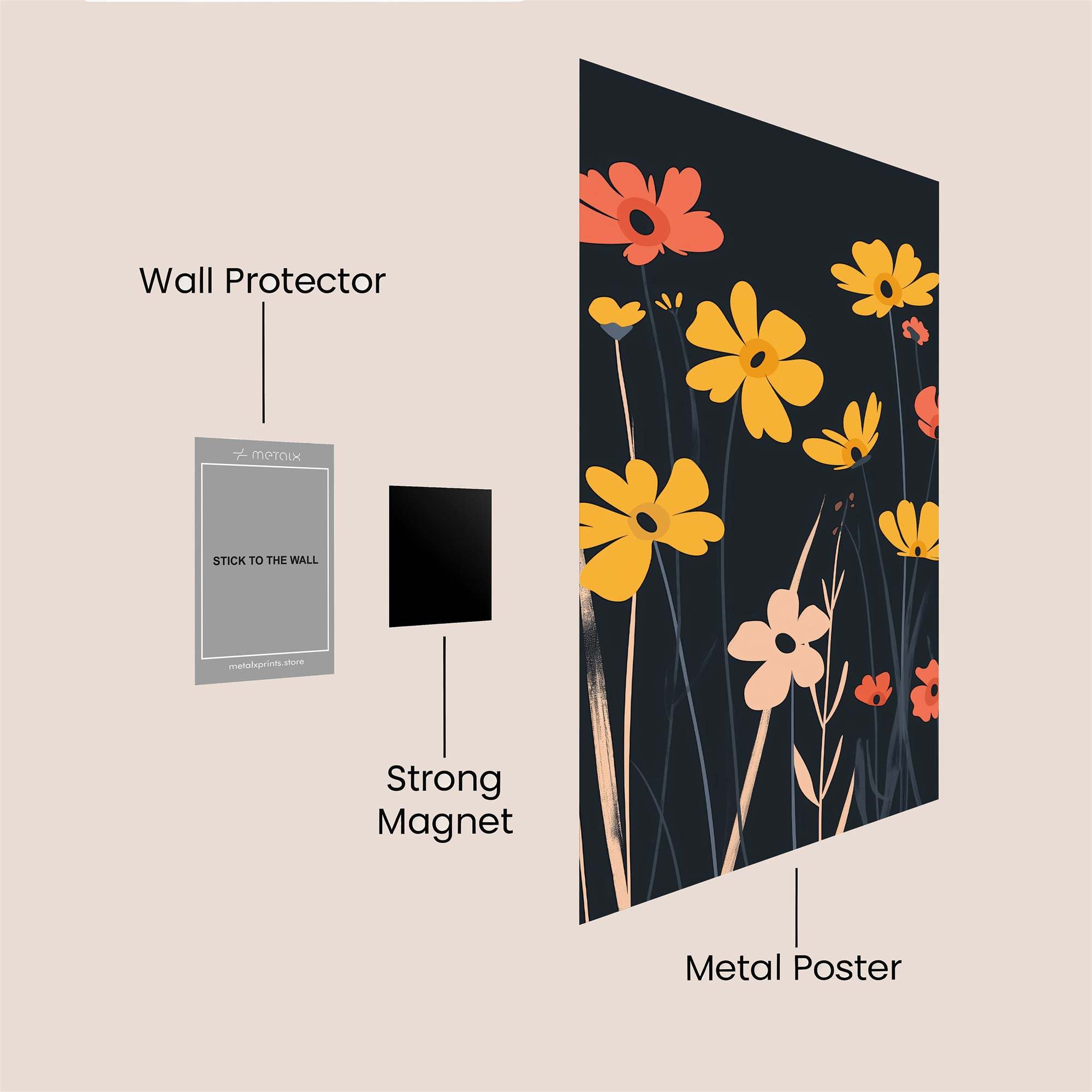 Floral Whimsy Safe Wall Magnetic / M