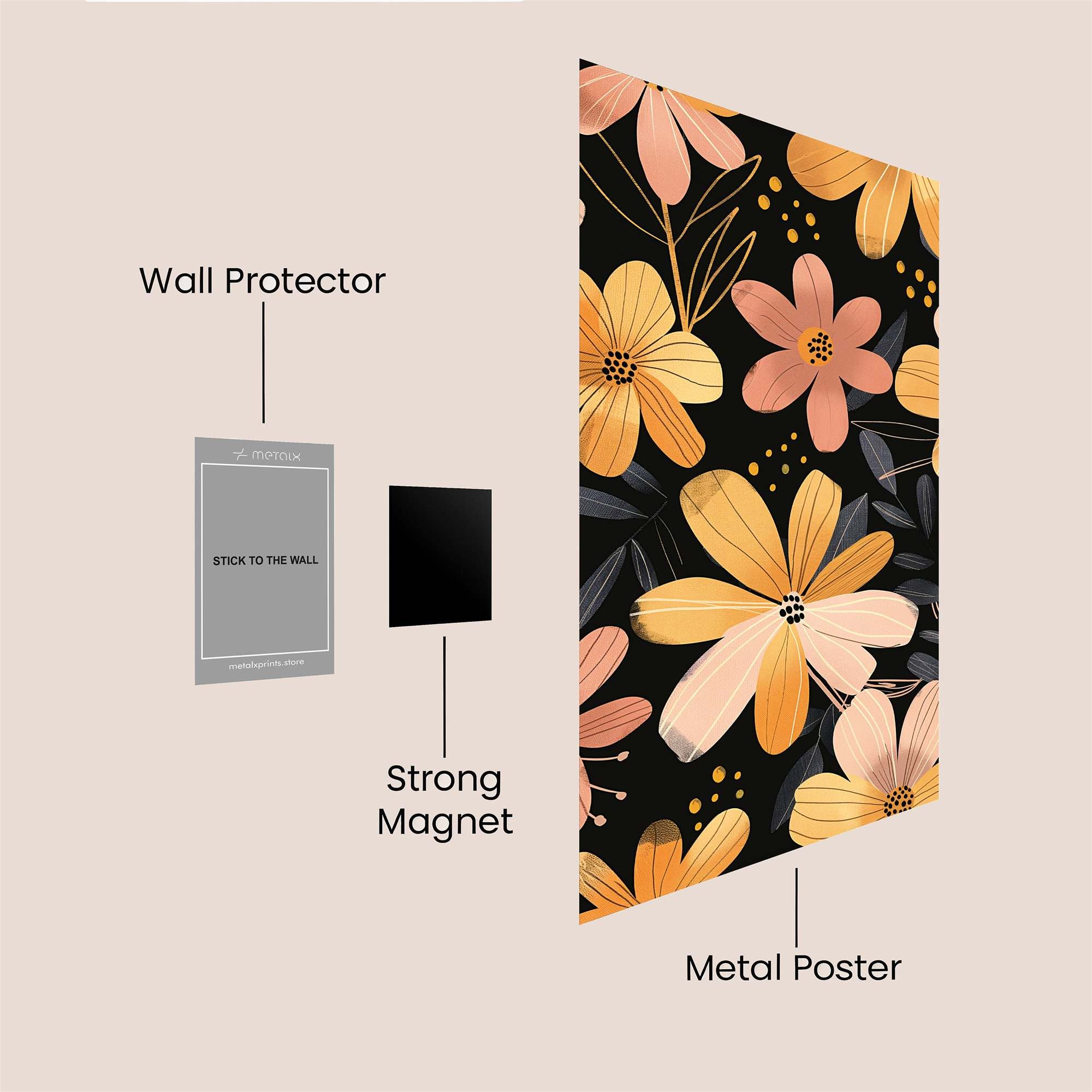 Floral Whimsy Safe Wall Magnetic / M