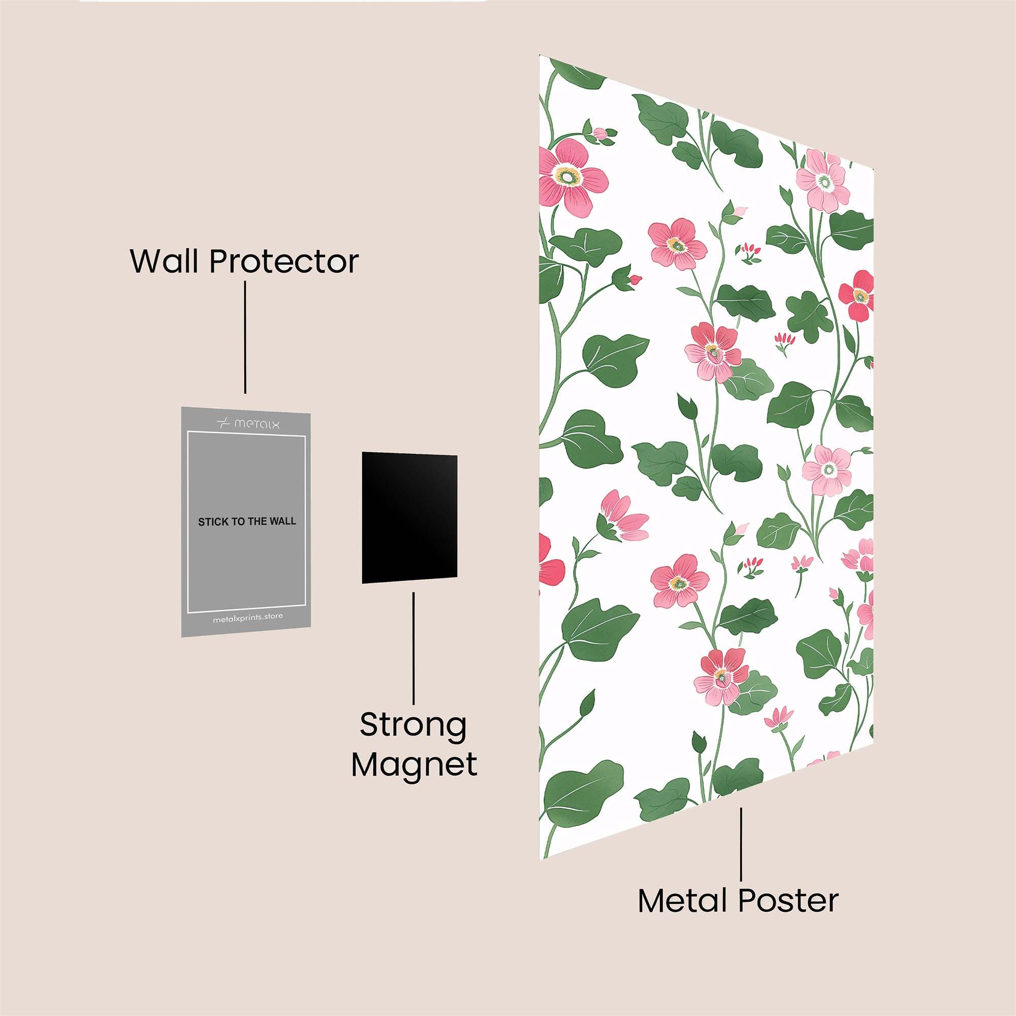 Floral Whimsy Safe Wall Magnetic / M