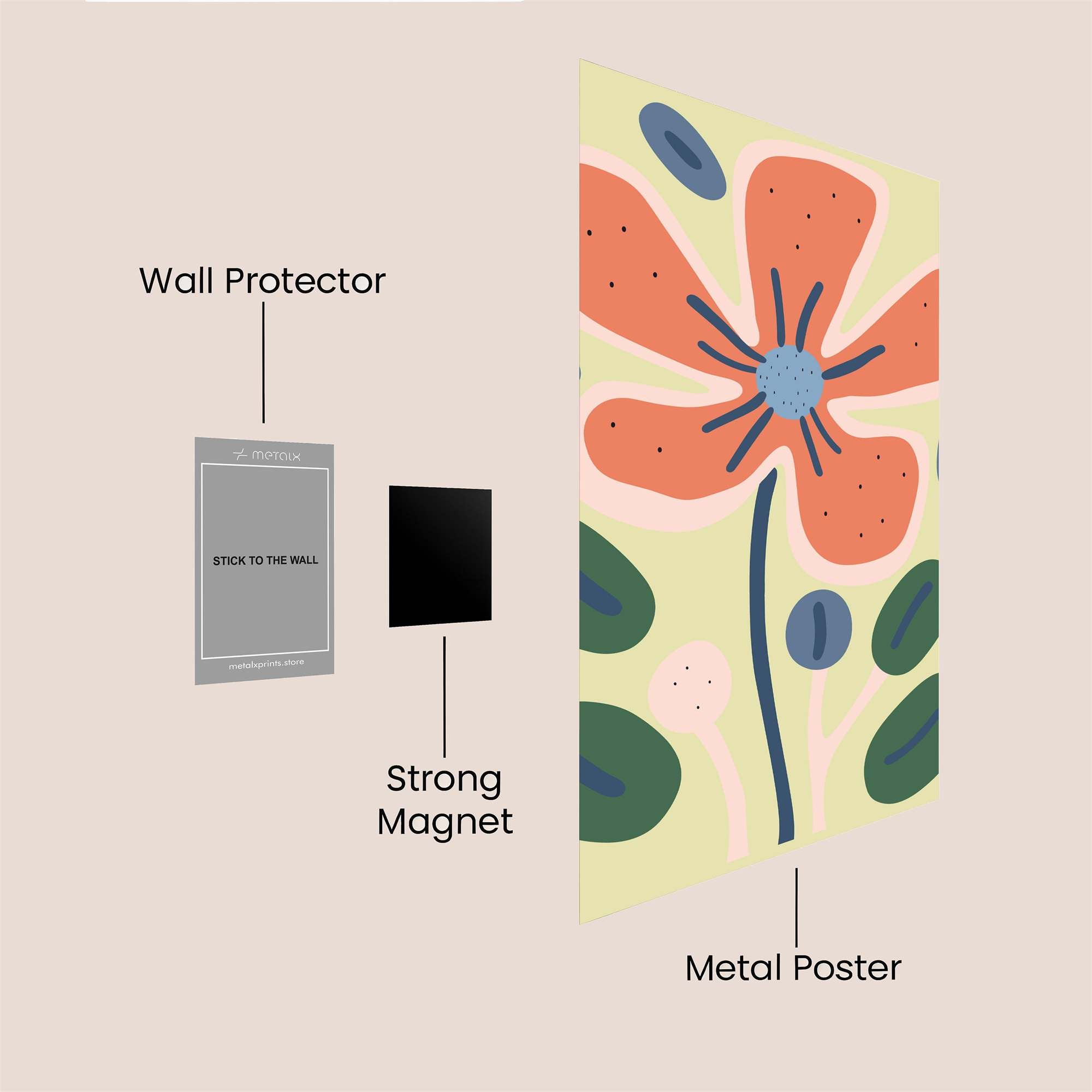 Poppy Whimsy Safe Wall Magnetic / M