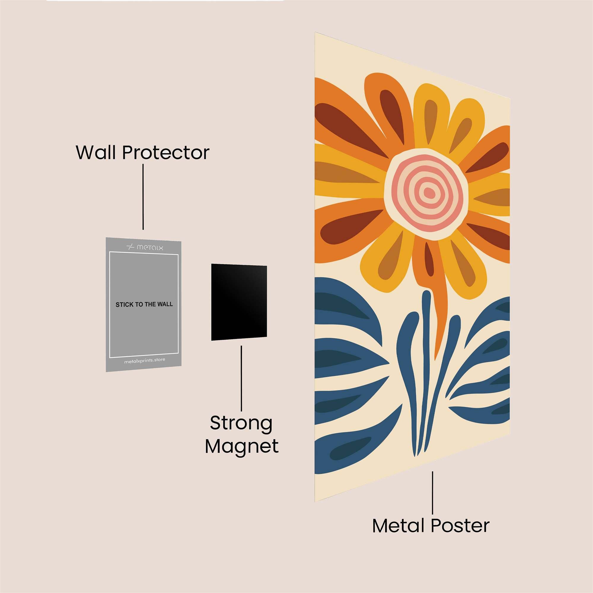 Sunflower Whimsy Safe Wall Magnetic / M