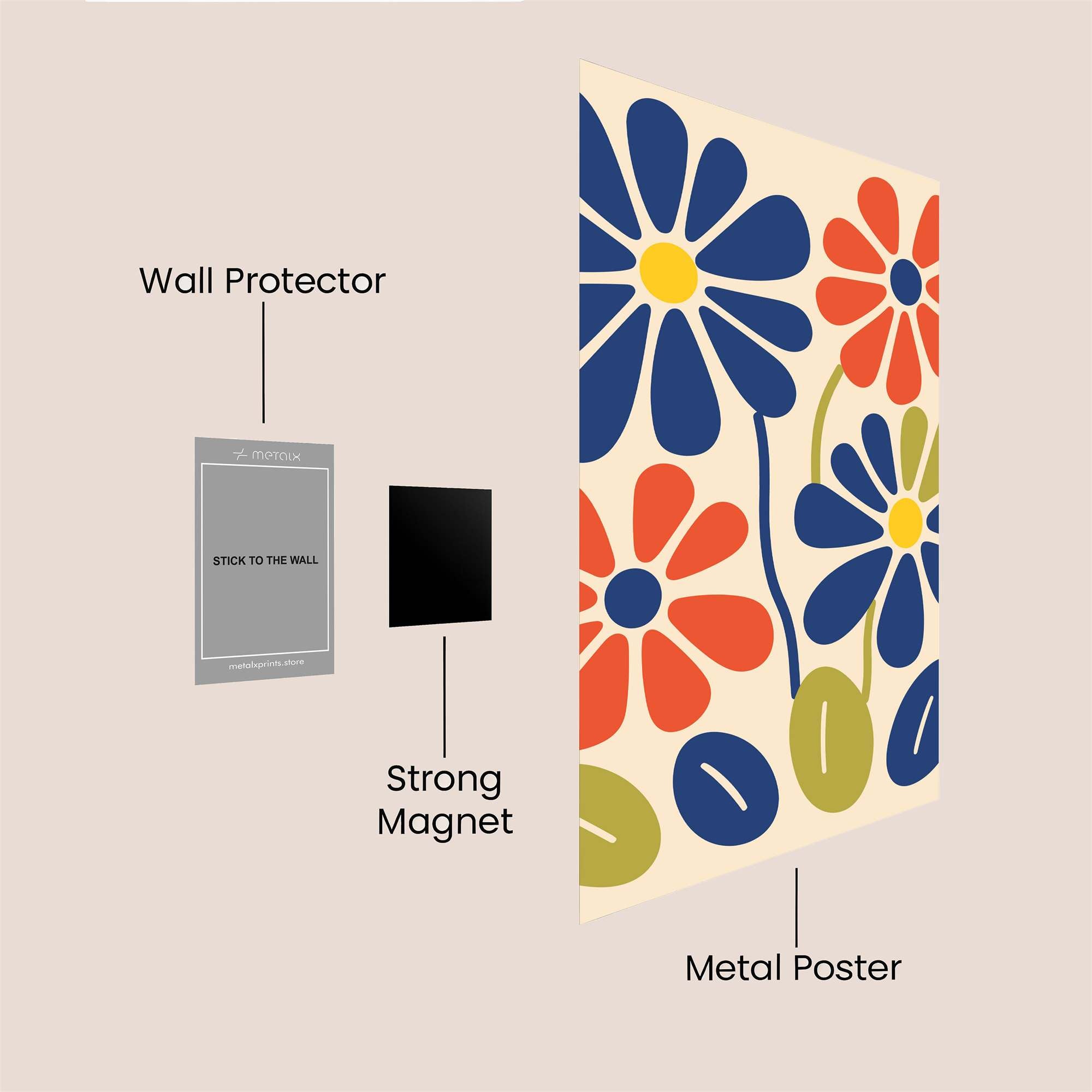 Floral Whimsy Safe Wall Magnetic / M