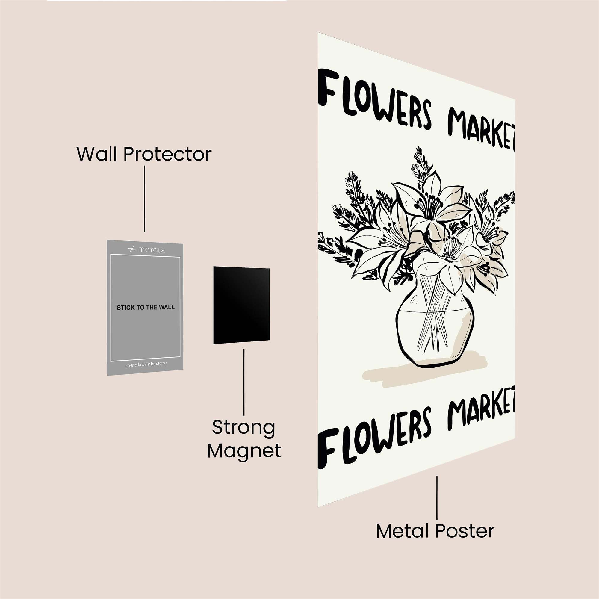 Floral Whimsy Safe Wall Magnetic / M
