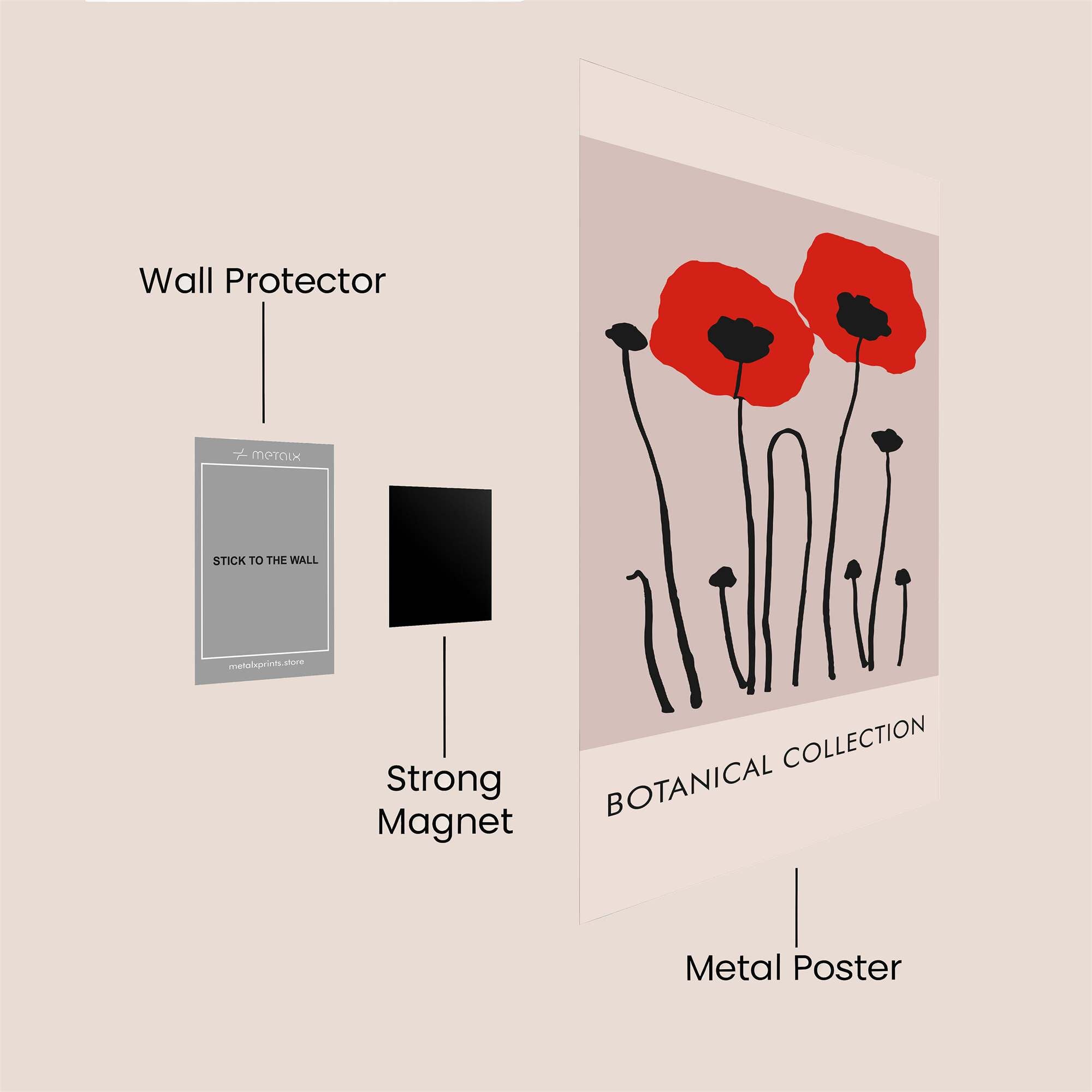 Poppies Whimsy Safe Wall Magnetic / M
