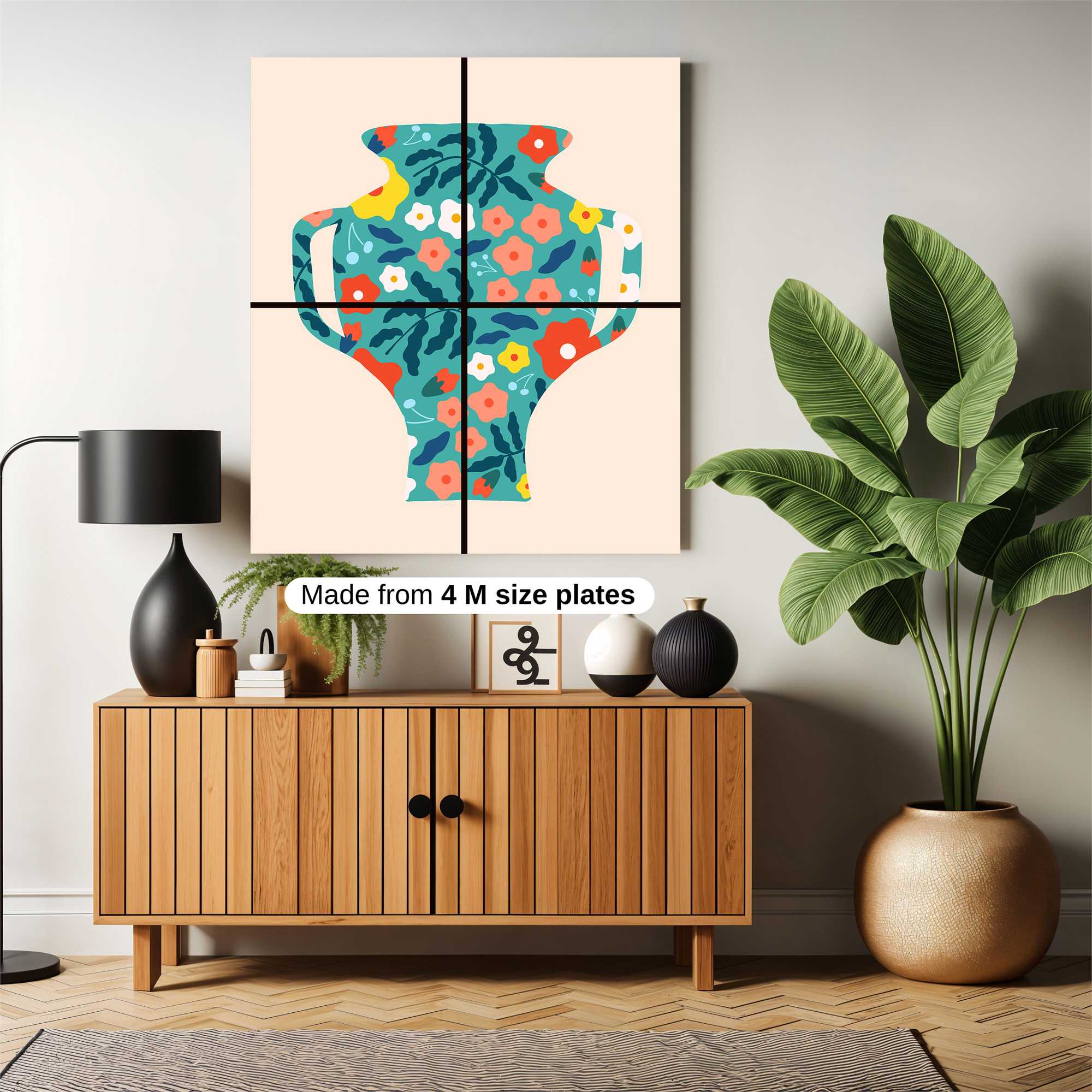 Floral Vase Safe Wall Magnetic / M