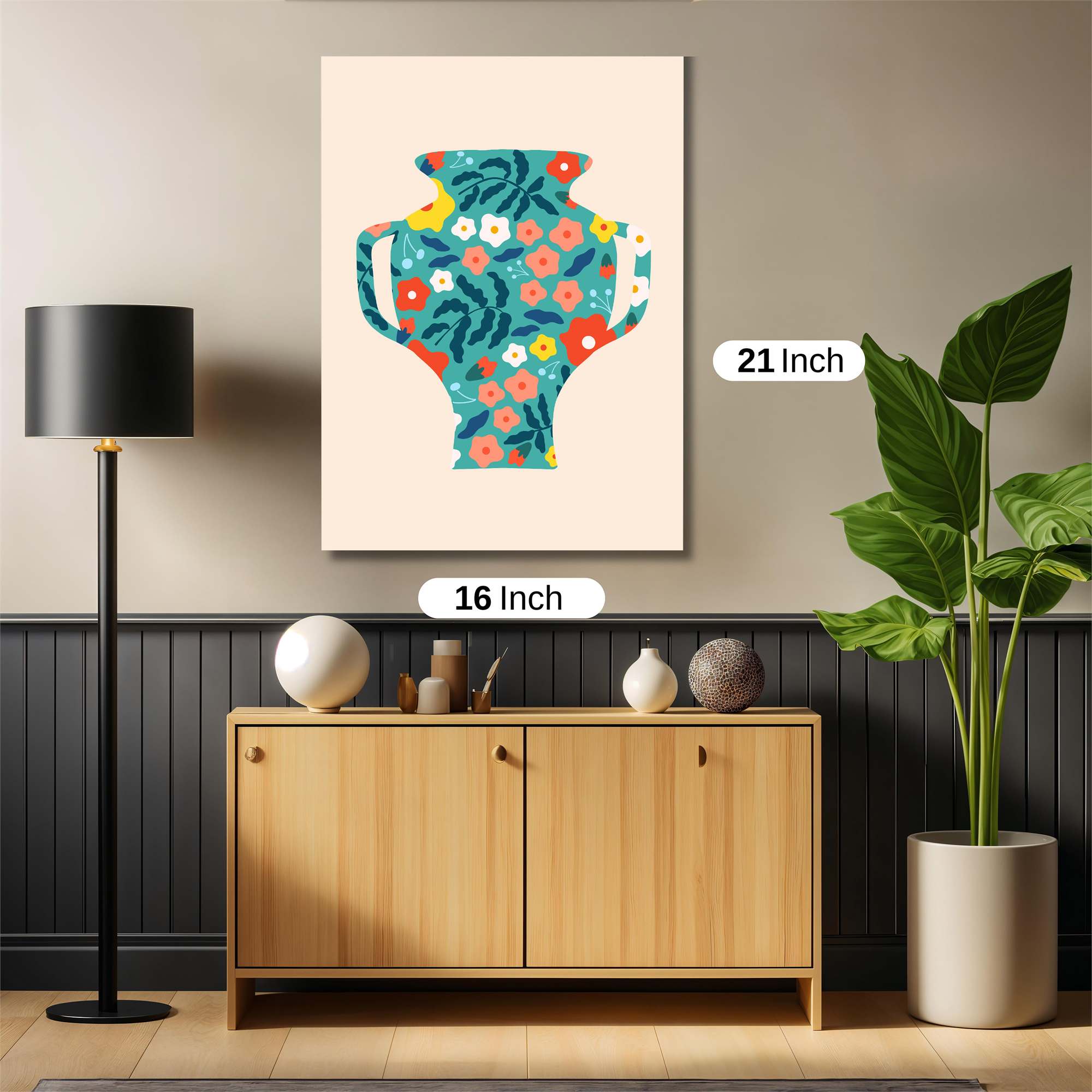 Floral Vase Safe Wall Magnetic / M