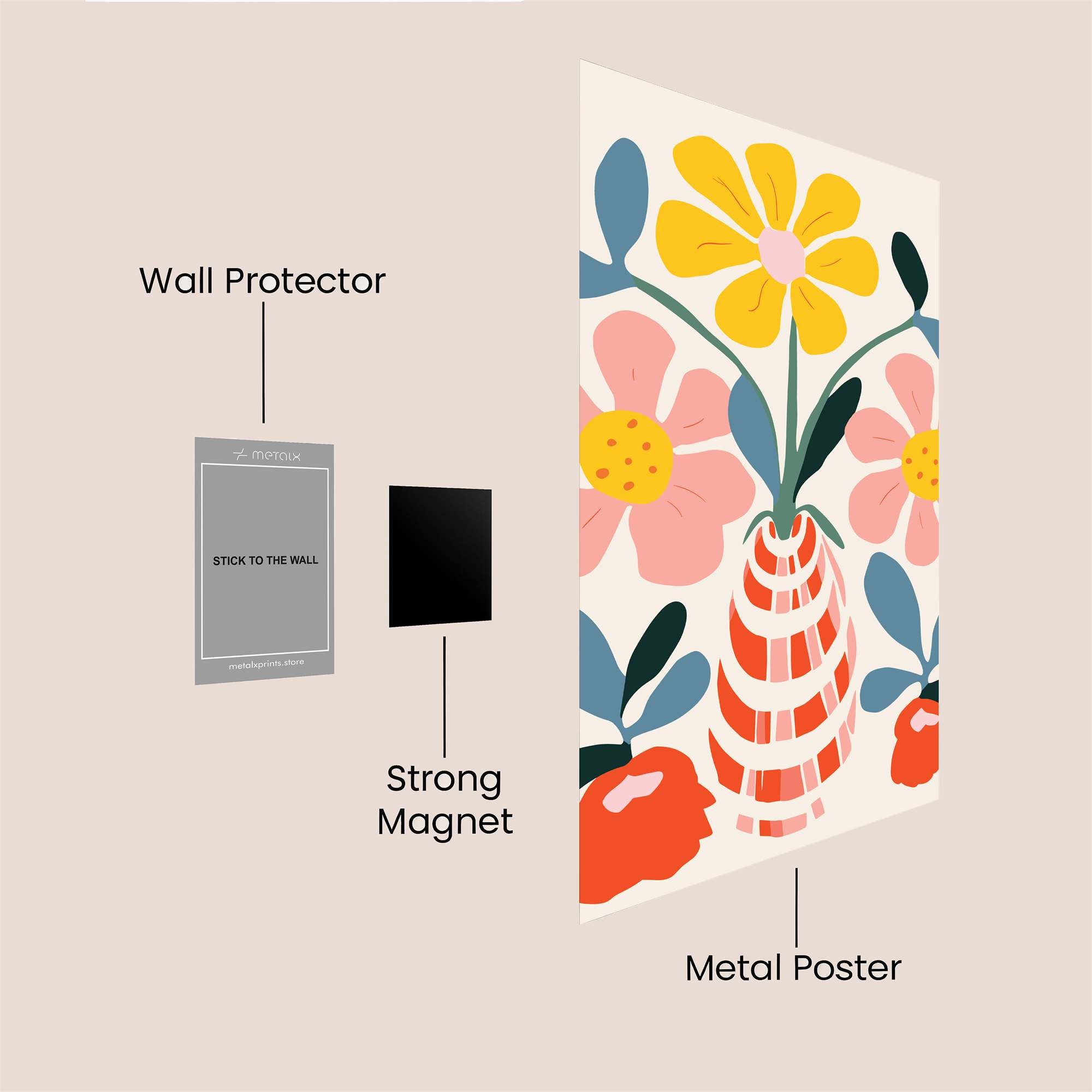 Floral Whimsy Safe Wall Magnetic / M
