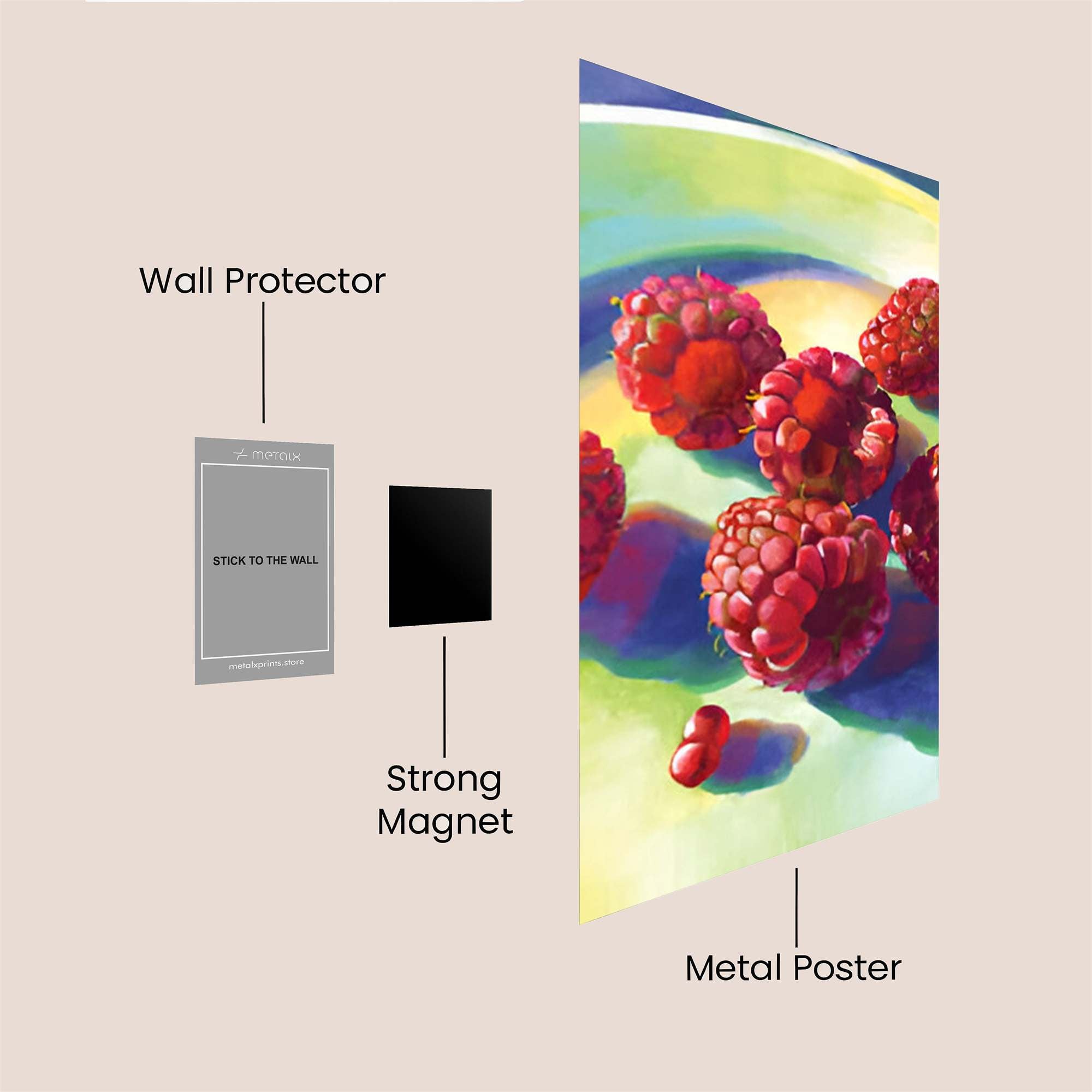 Raspberries Radiant Safe Wall Magnetic / M