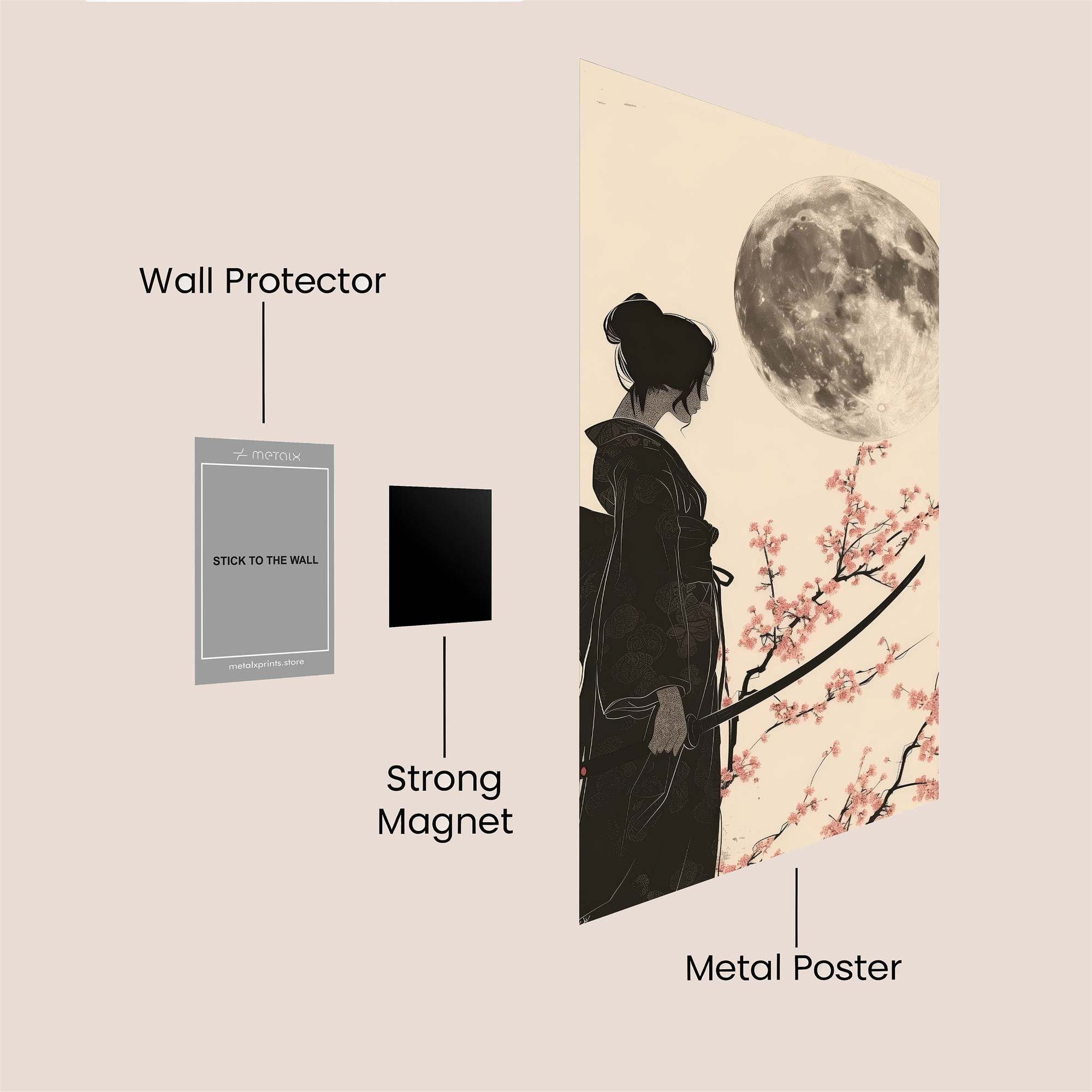 Moonlit Samurai Safe Wall Magnetic / M
