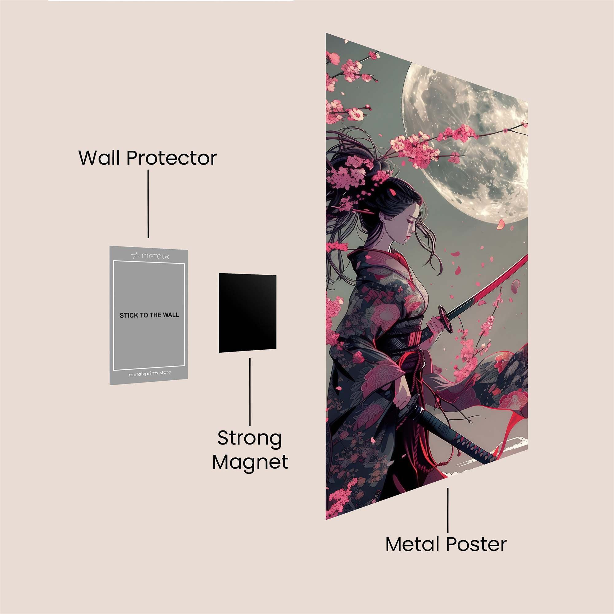 Moonlit Samurai Safe Wall Magnetic / M