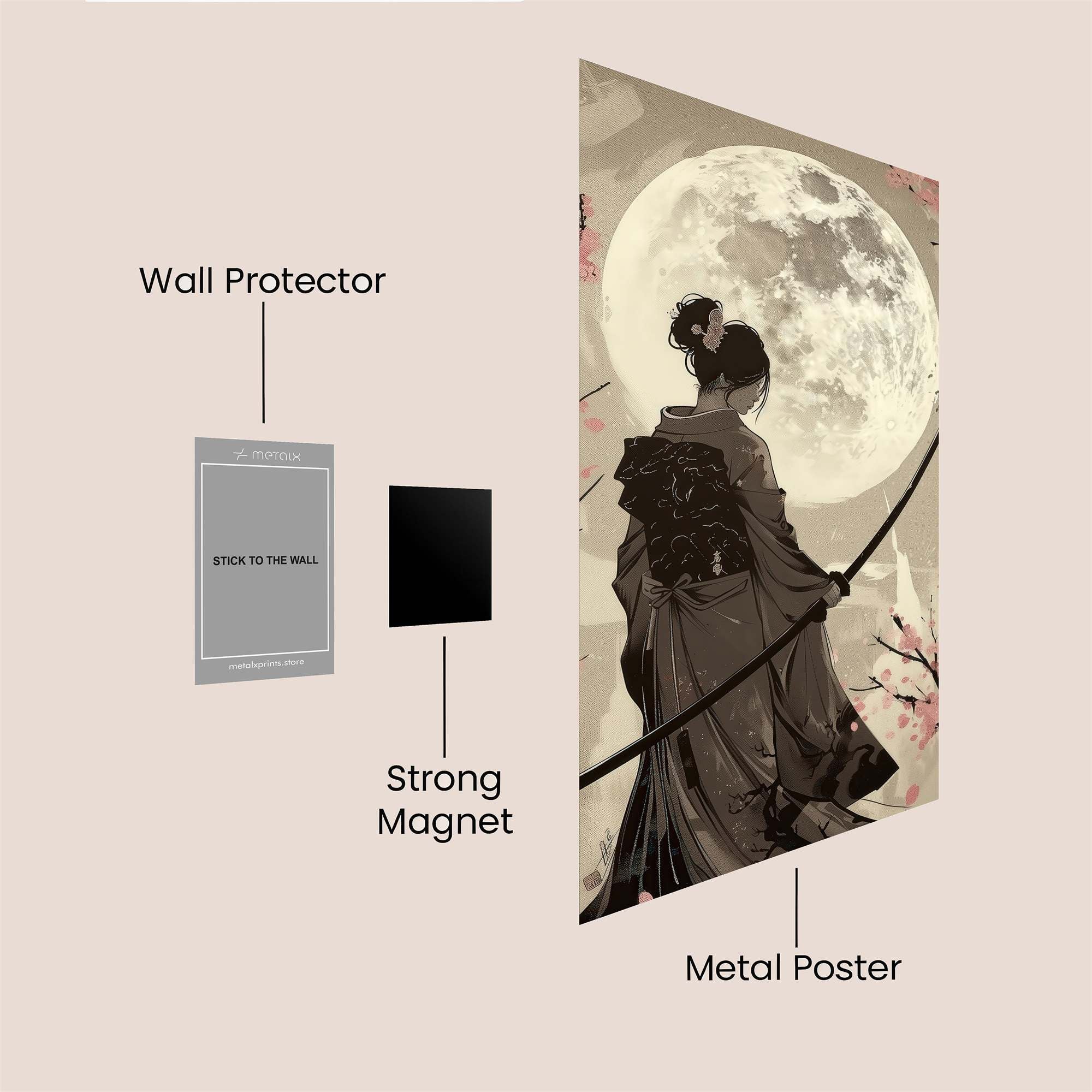 Moonlit Samurai Safe Wall Magnetic / M