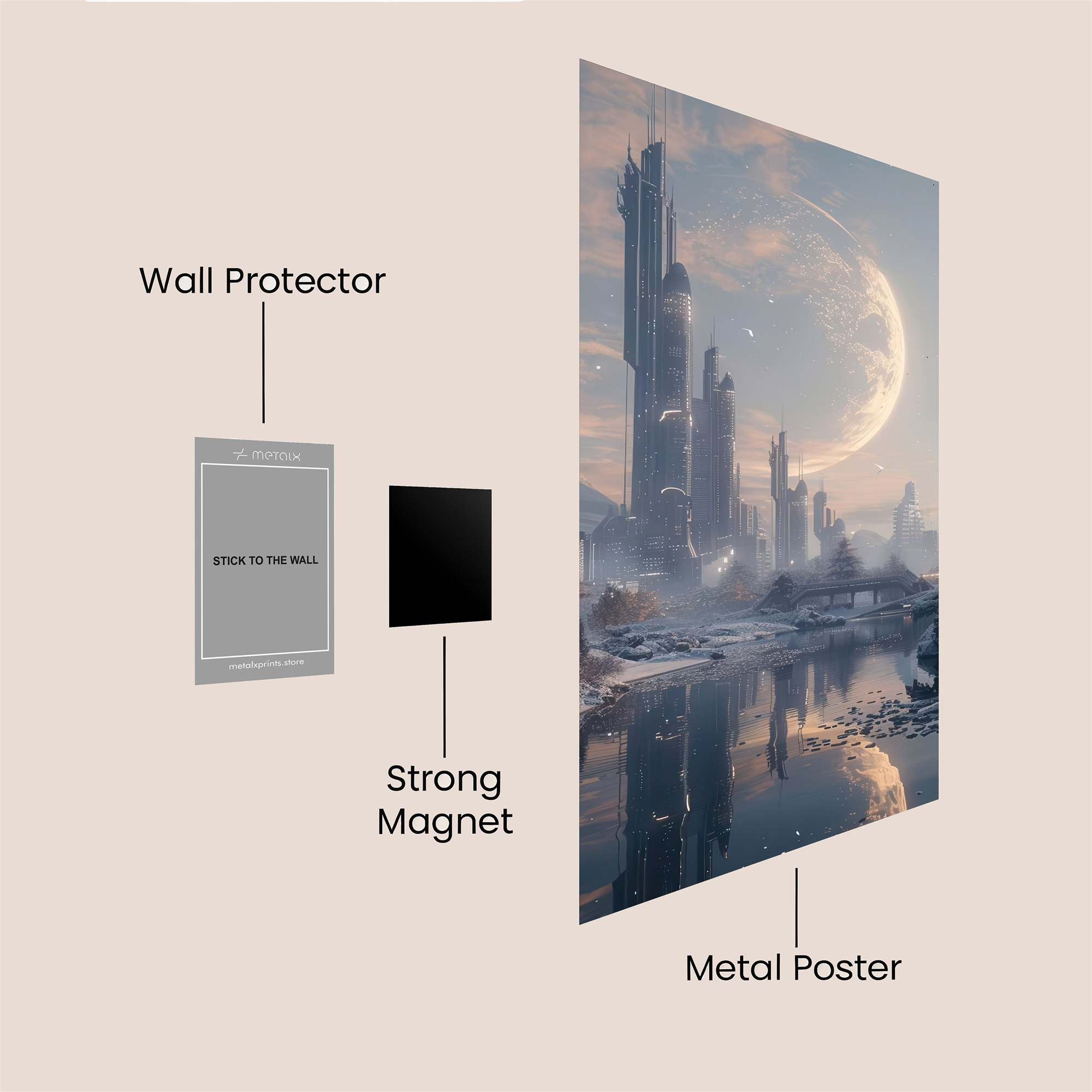 Futuristic Serenity Safe Wall Magnetic / M