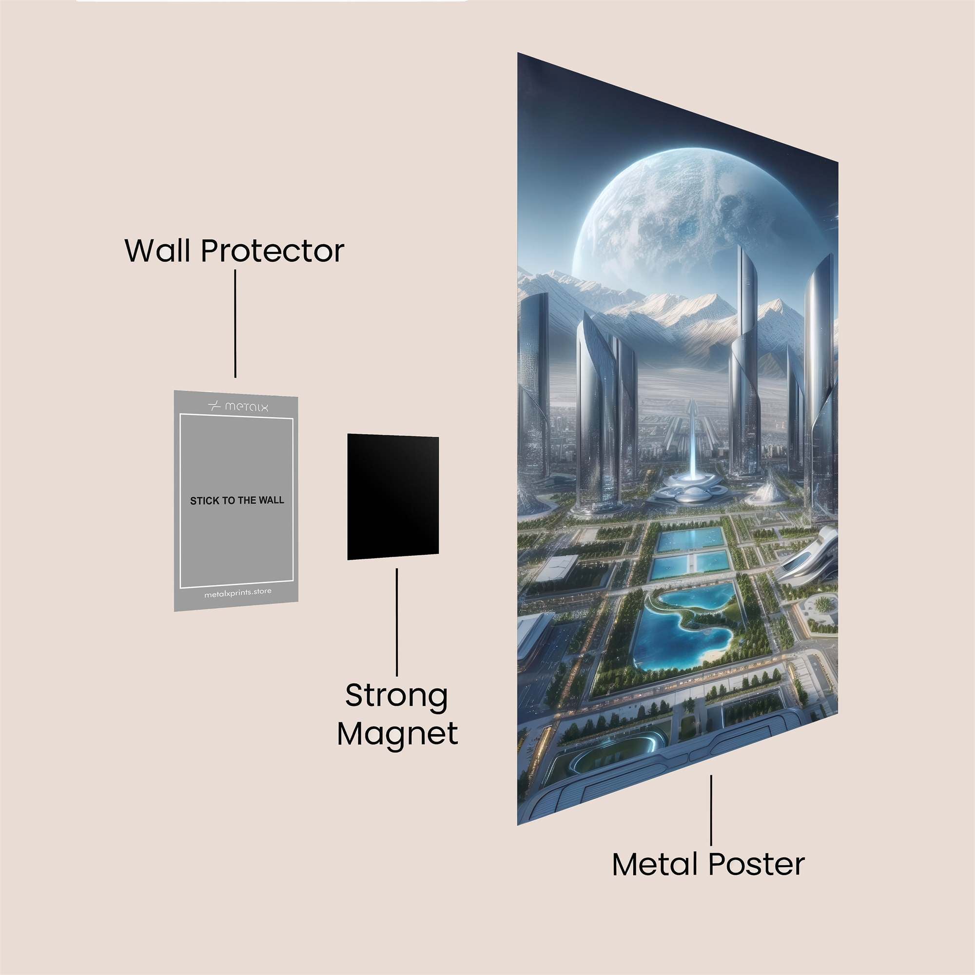 Futuristic Serenity Safe Wall Magnetic / M