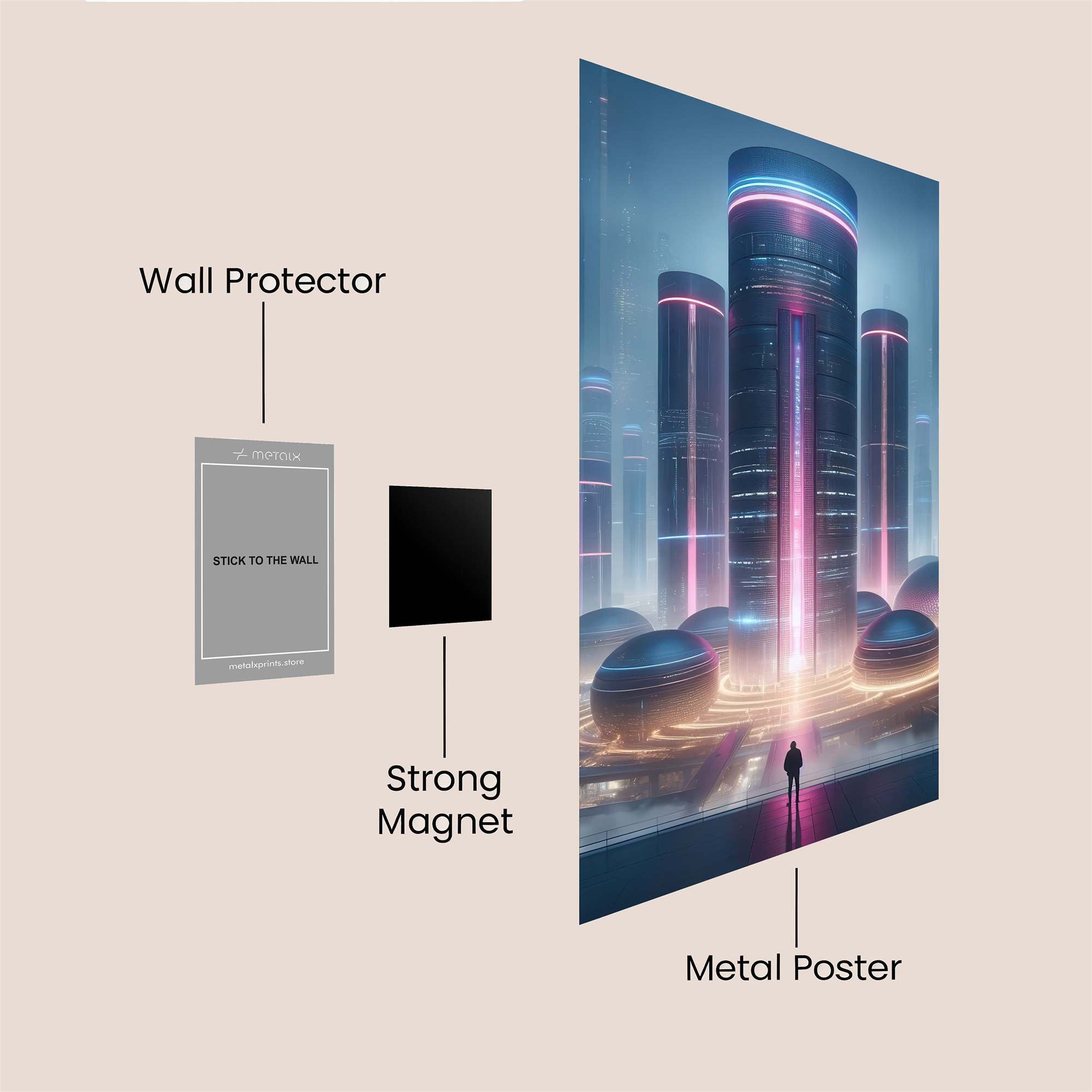 Futuristic Serenity Safe Wall Magnetic / M