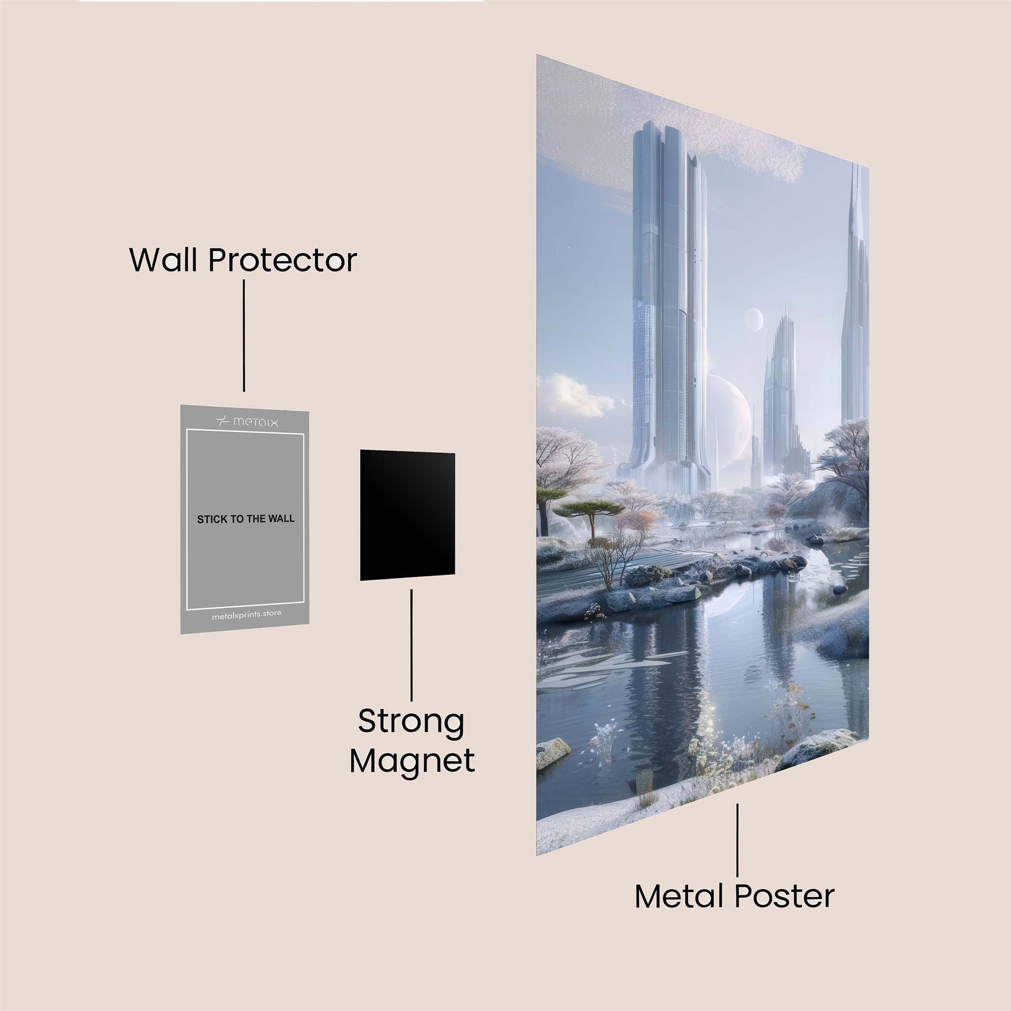 Futuristic Serenity Safe Wall Magnetic / M