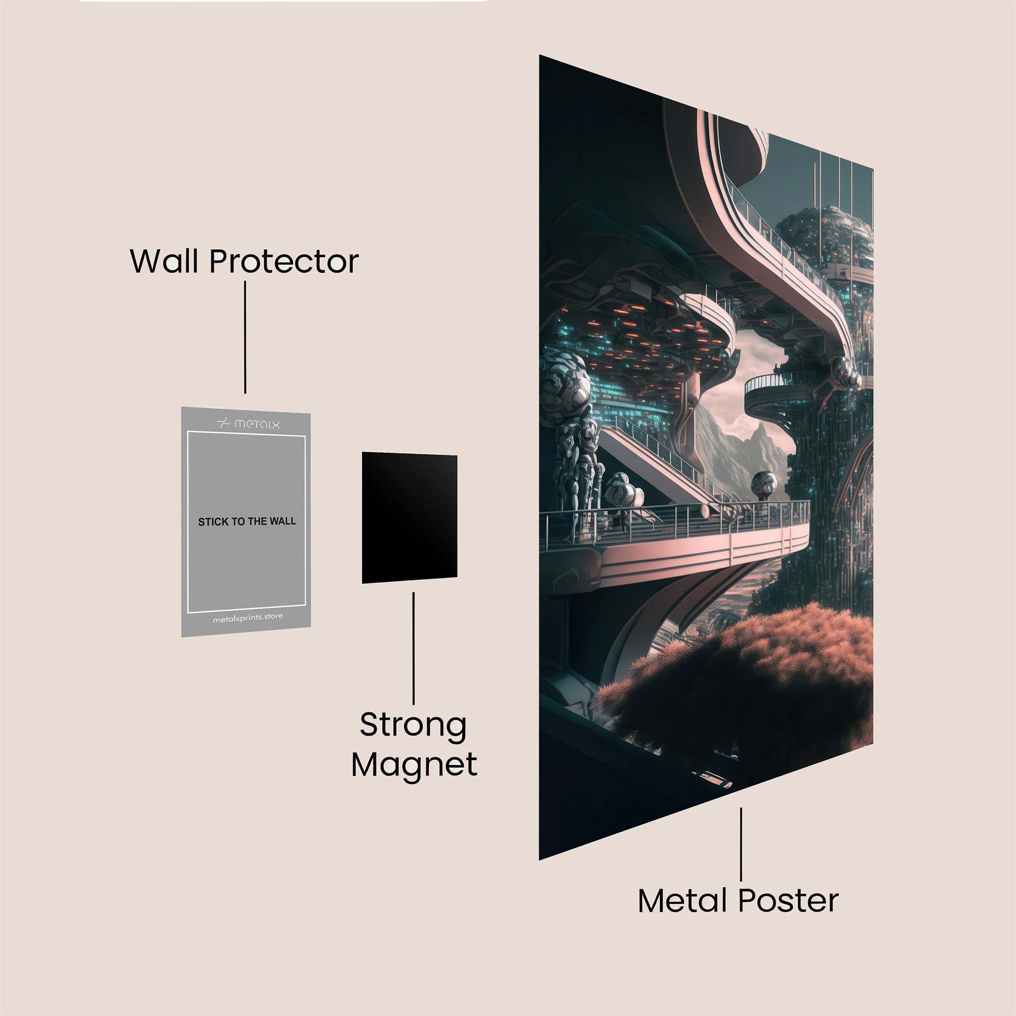 Futuristic Serenity Safe Wall Magnetic / M