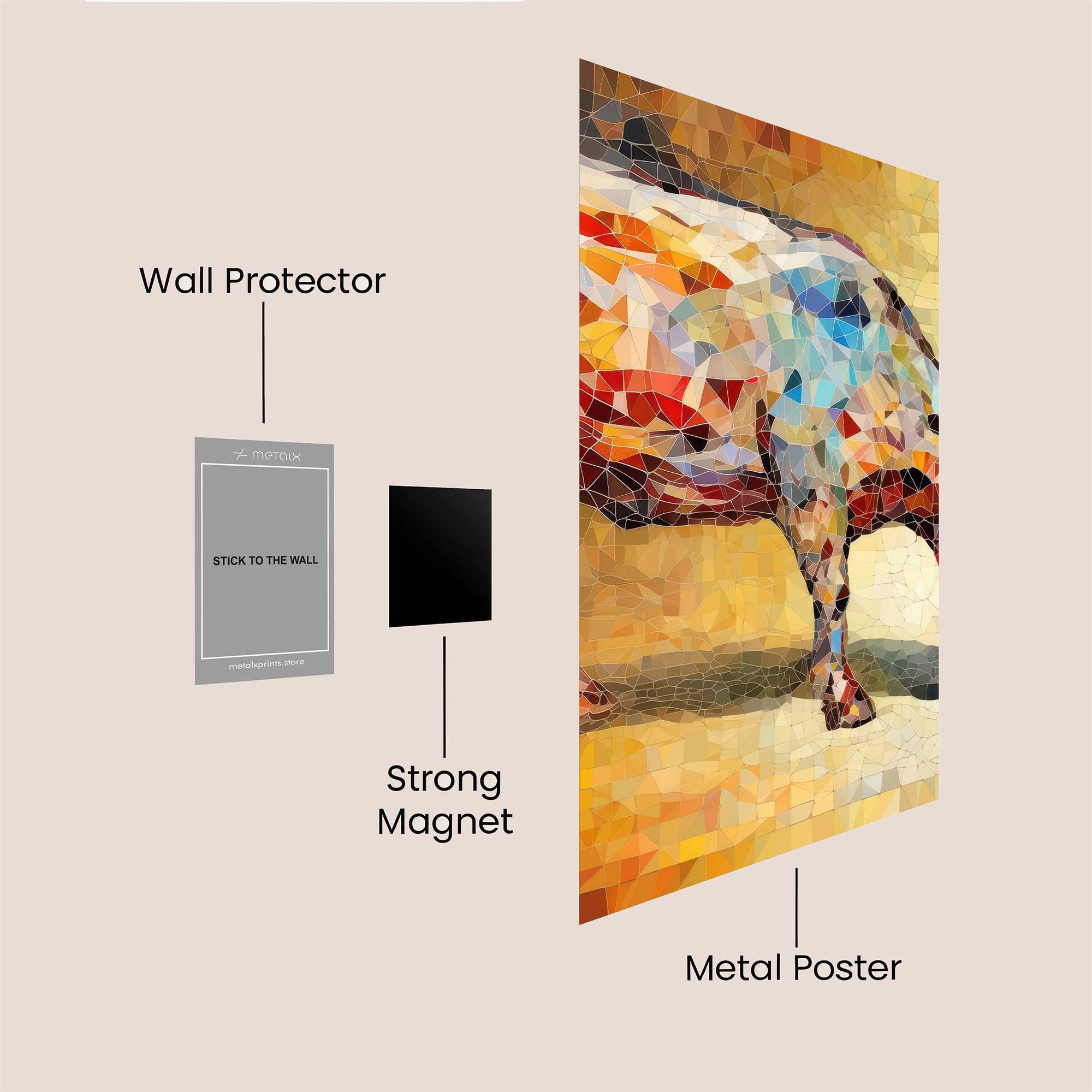 Mosaic Cow Safe Wall Magnetic / M