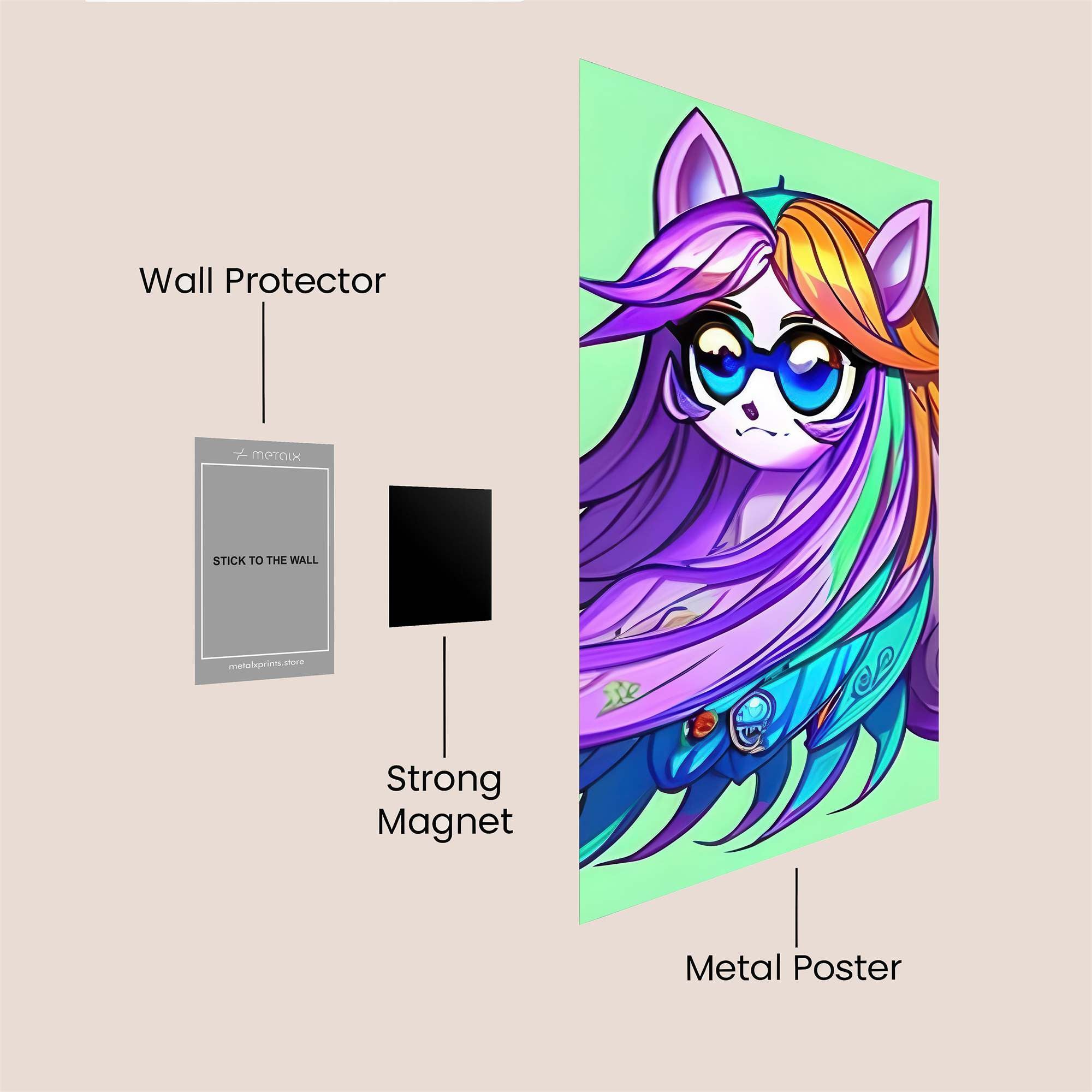 Rainbow Whimsy Safe Wall Magnetic / M