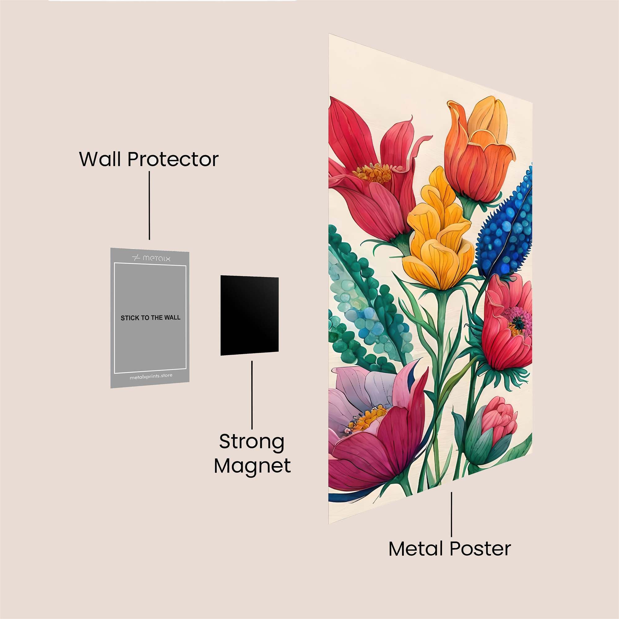 Floral Whimsy Safe Wall Magnetic / M