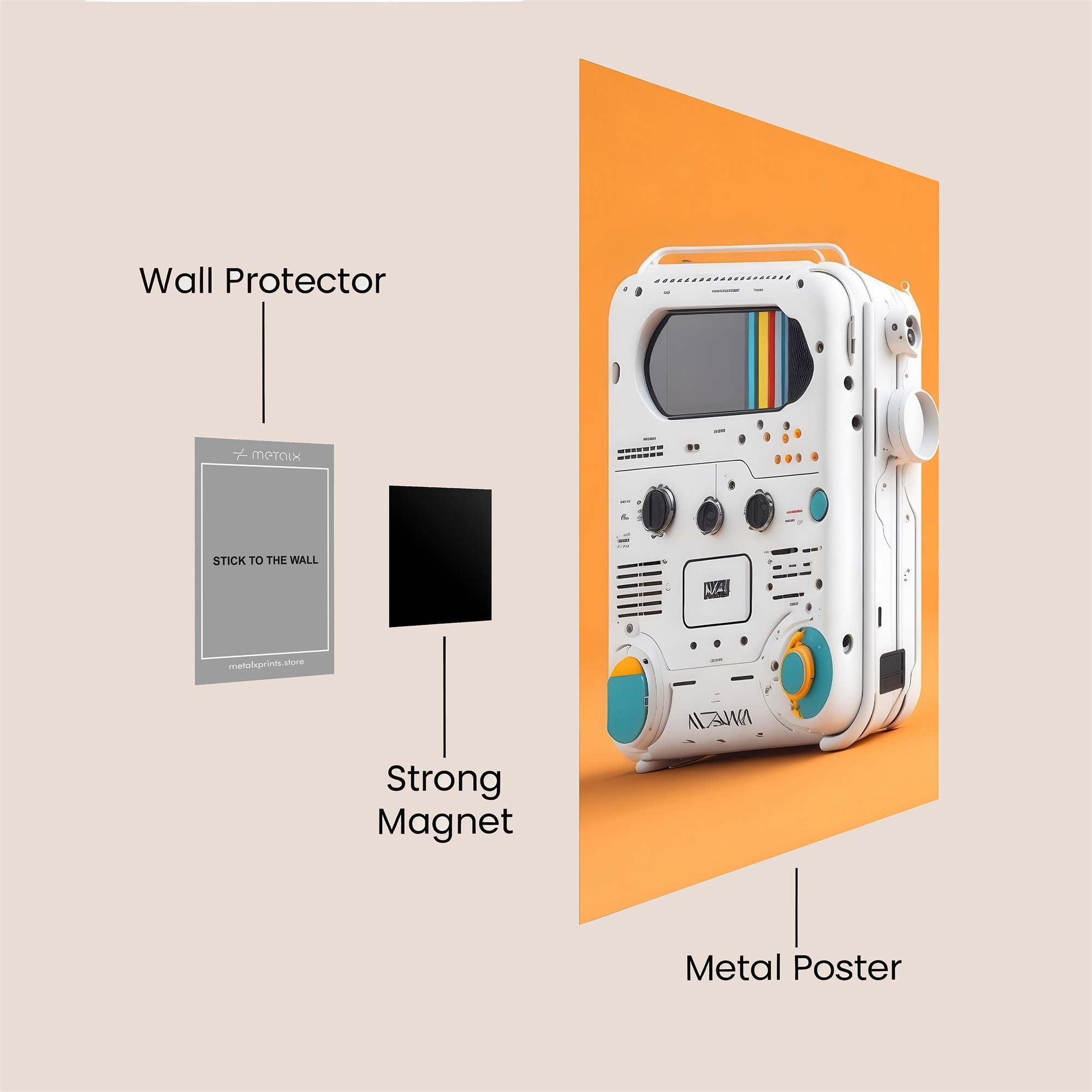 Nostalgic Boombox Safe Wall Magnetic / M
