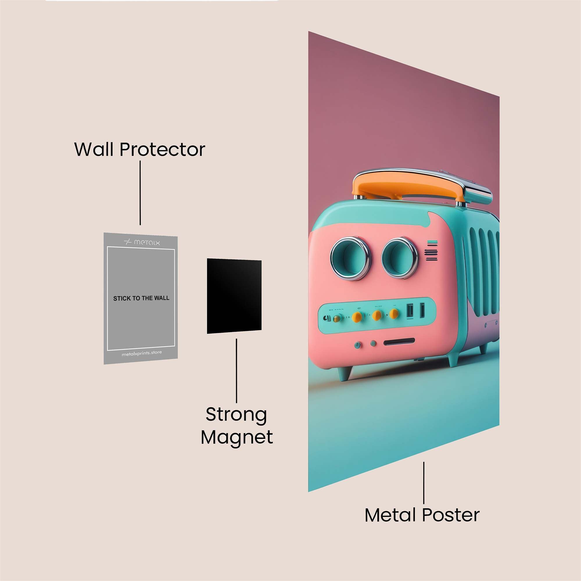 Retro Whimsy Safe Wall Magnetic / M