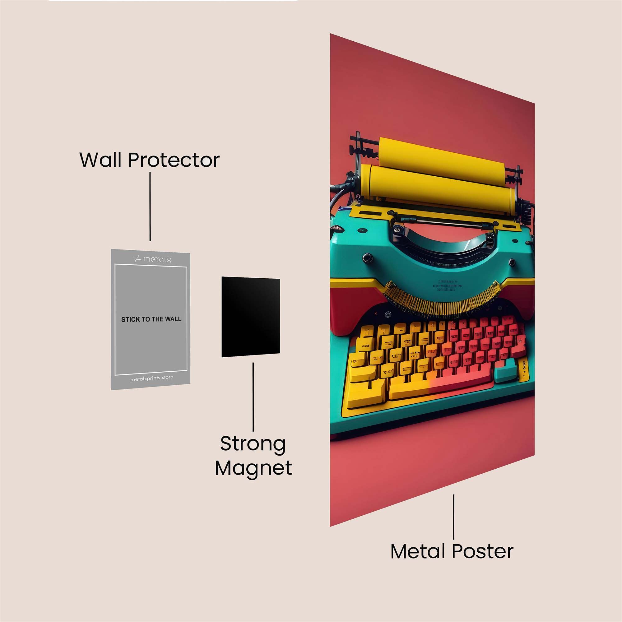 Typewriter Whimsy Safe Wall Magnetic / M