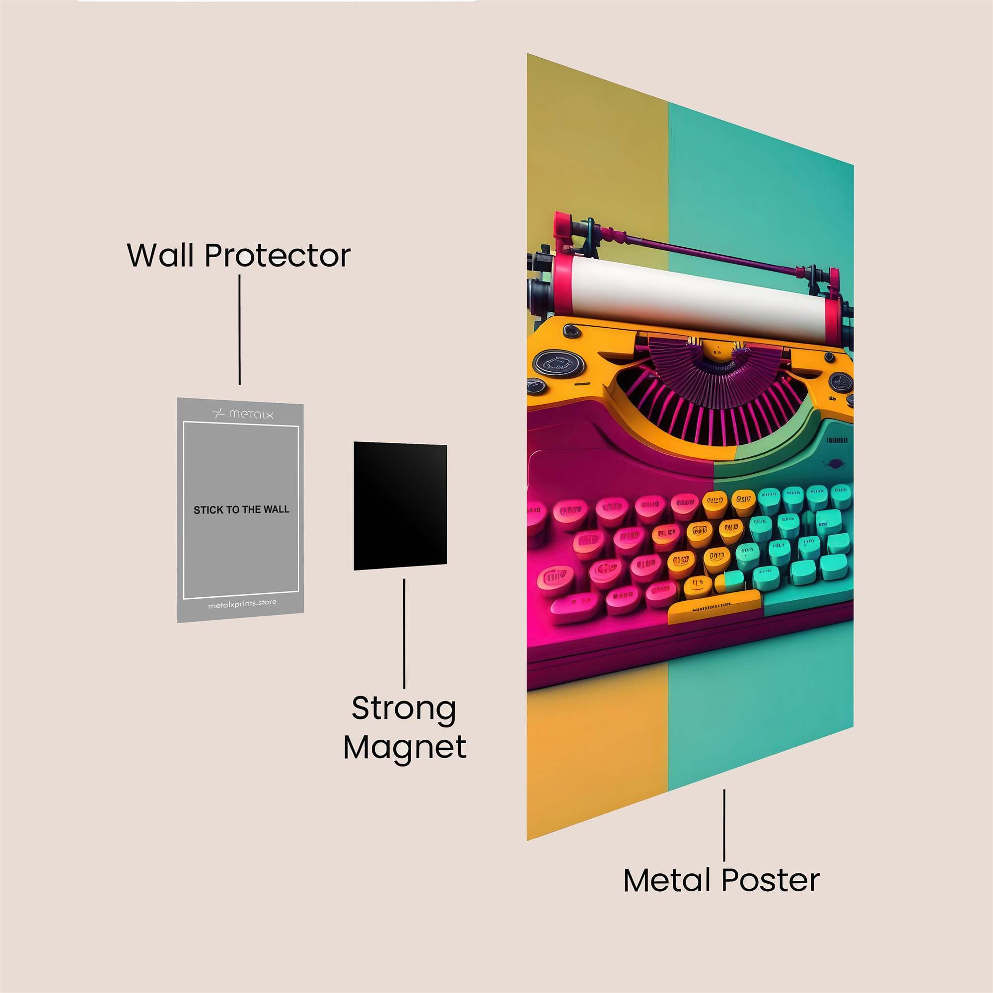 Typewriter Whimsy Safe Wall Magnetic / M